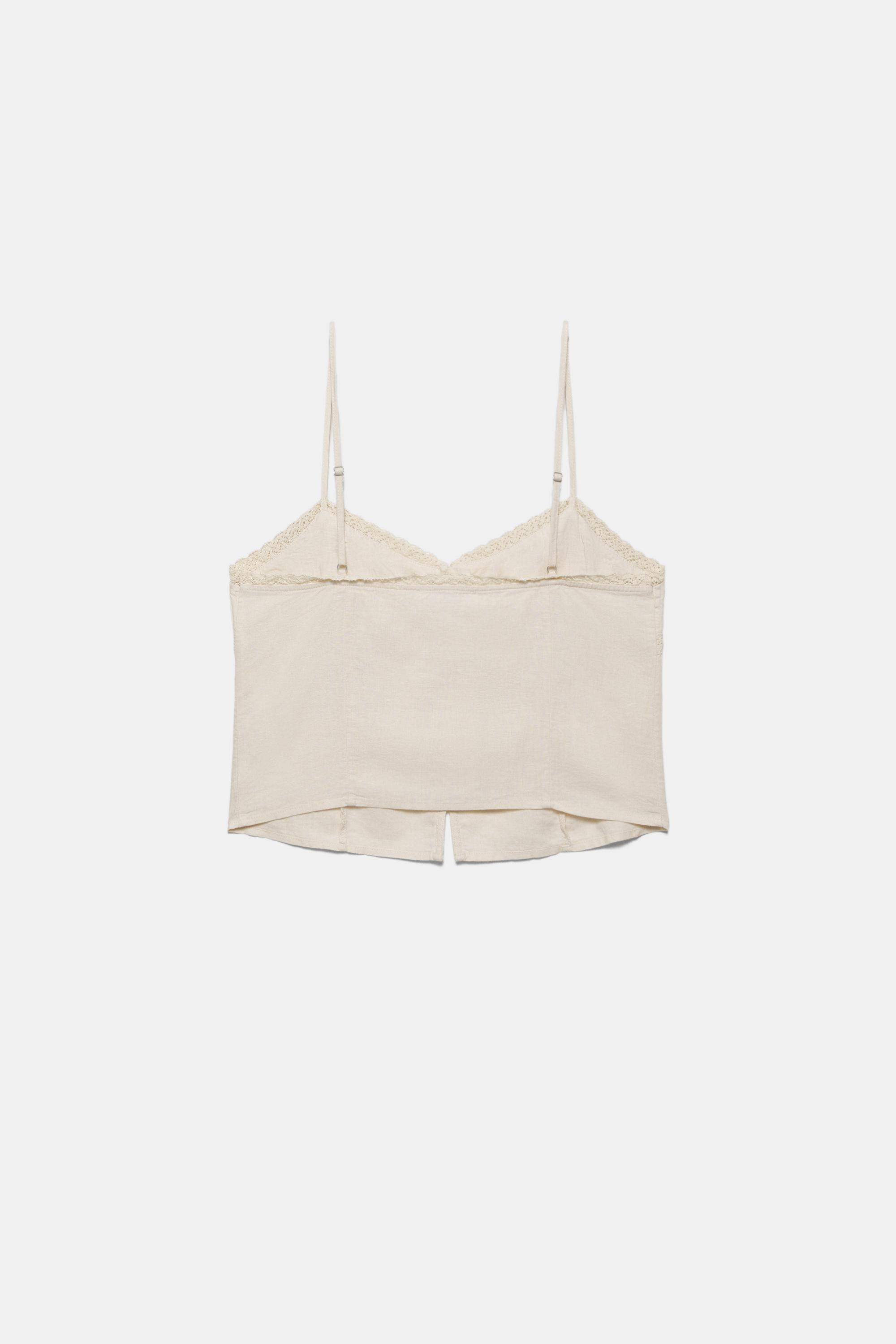 Linen blend camisole top — Sand