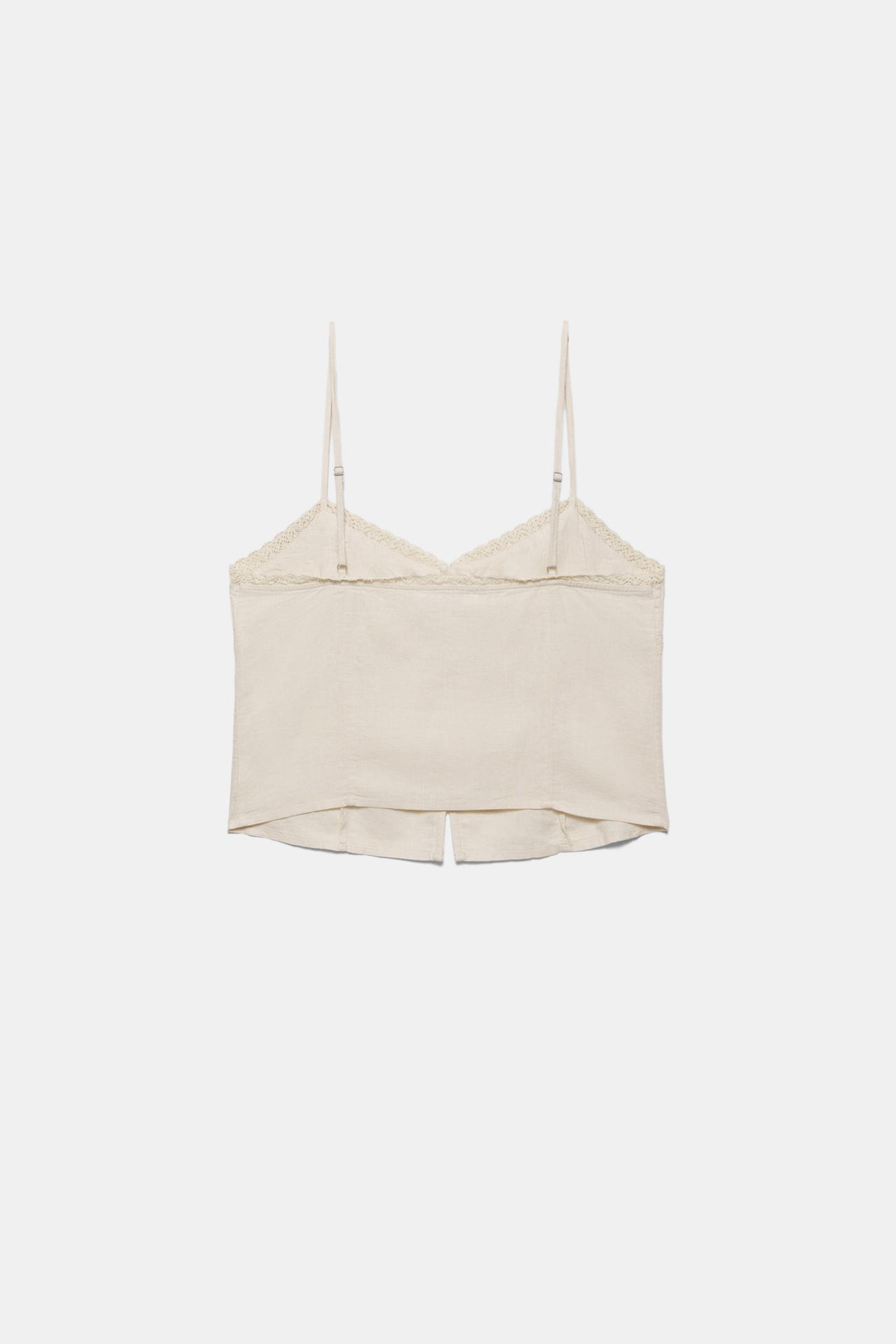 Linen blend camisole top — Sand