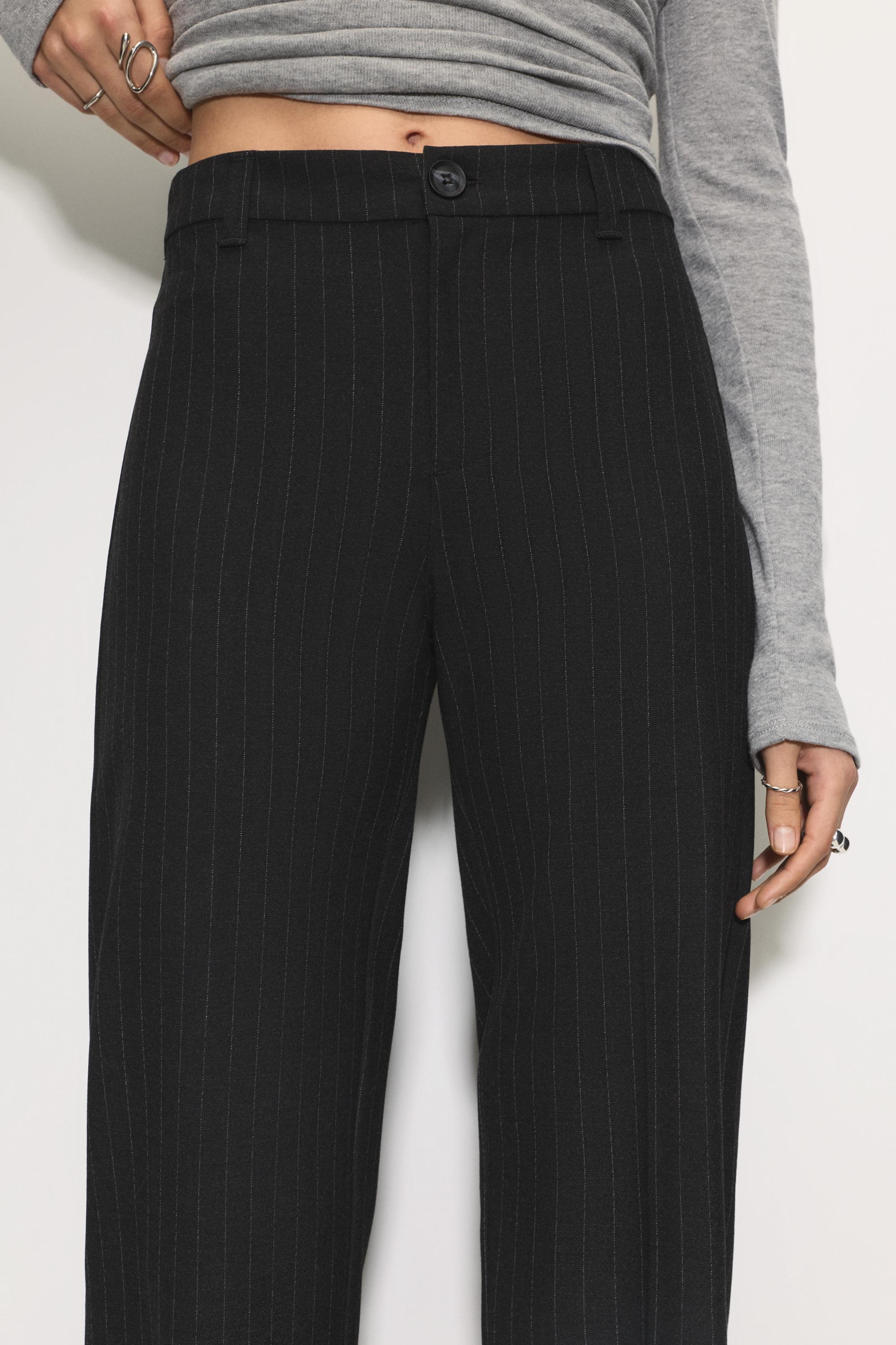 Smart high-waist straight-leg trousers — Dark grey