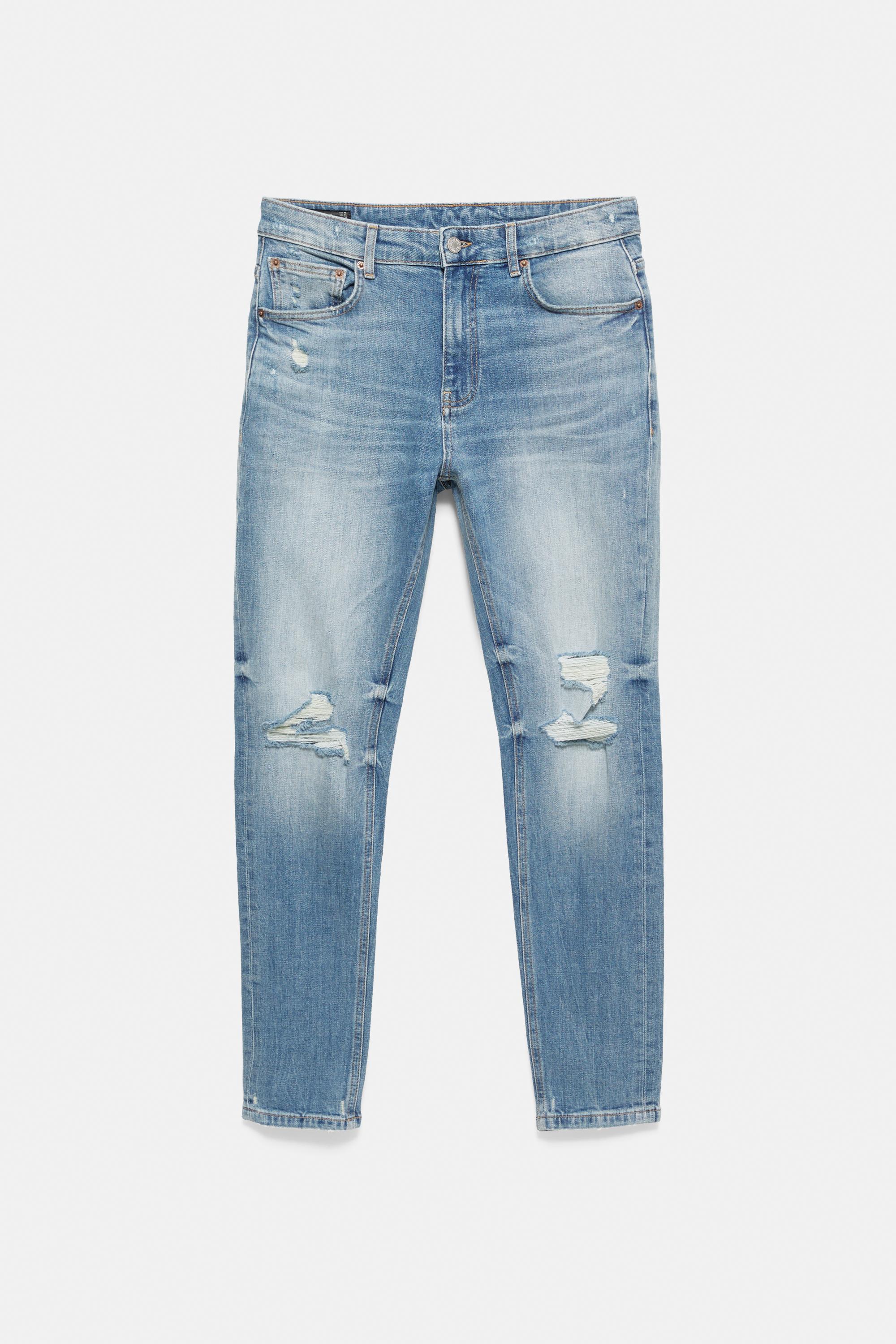 Ripped skinny jeans — Medium blue