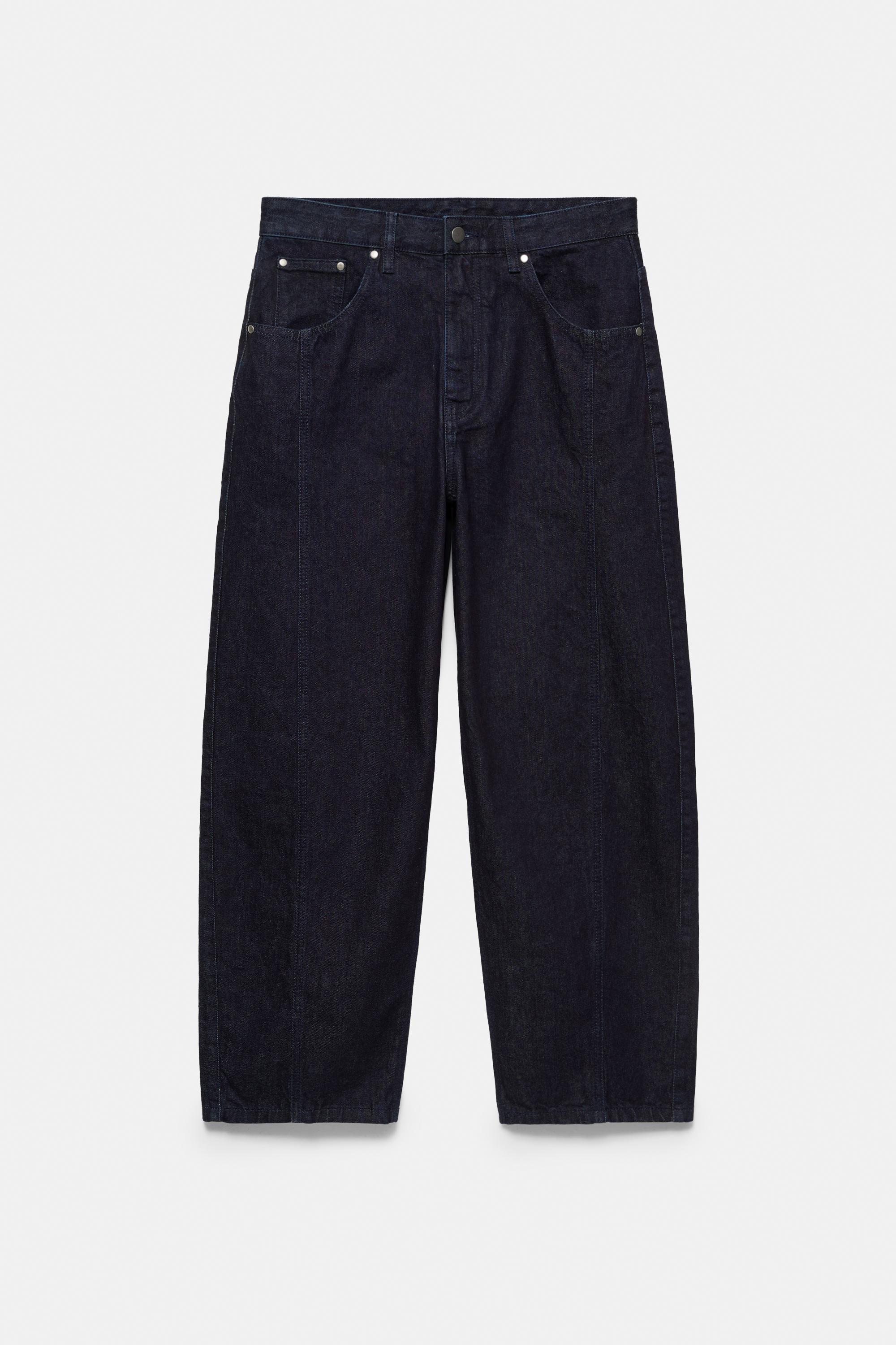 Front seam barrel jeans — Navy