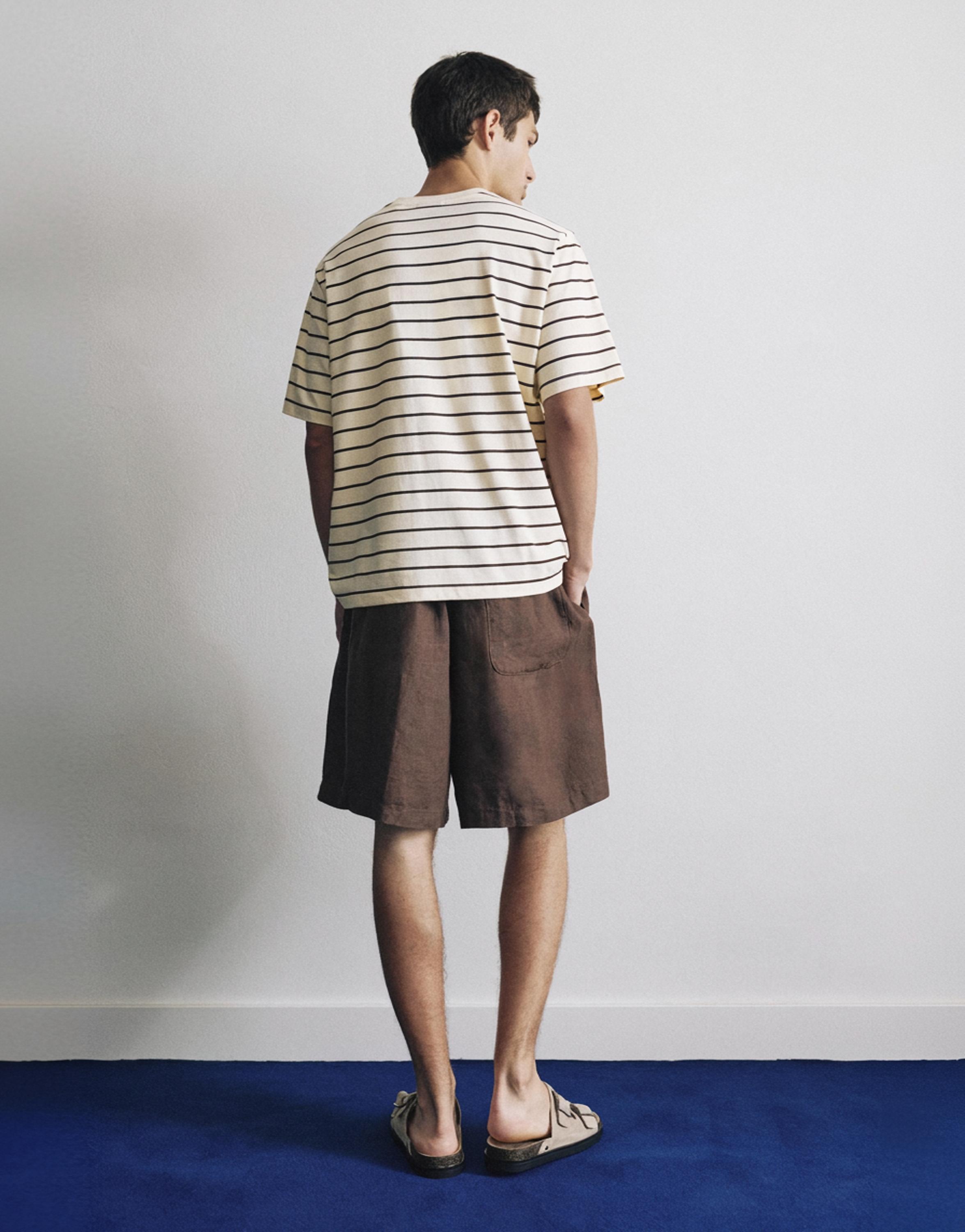 Striped slogan T-shirt — Yellow