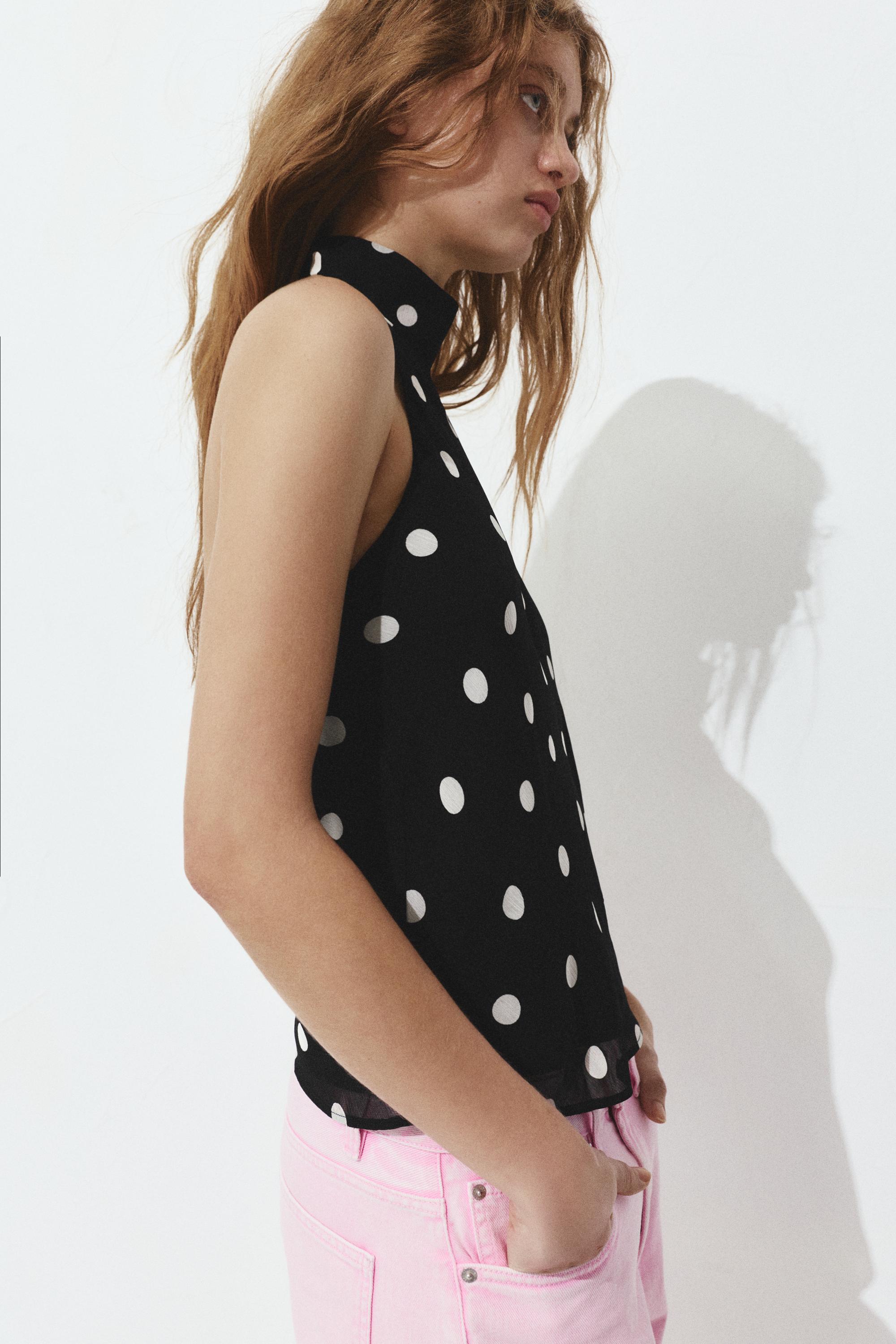 Puantiye desenli halter top - Görsel 11