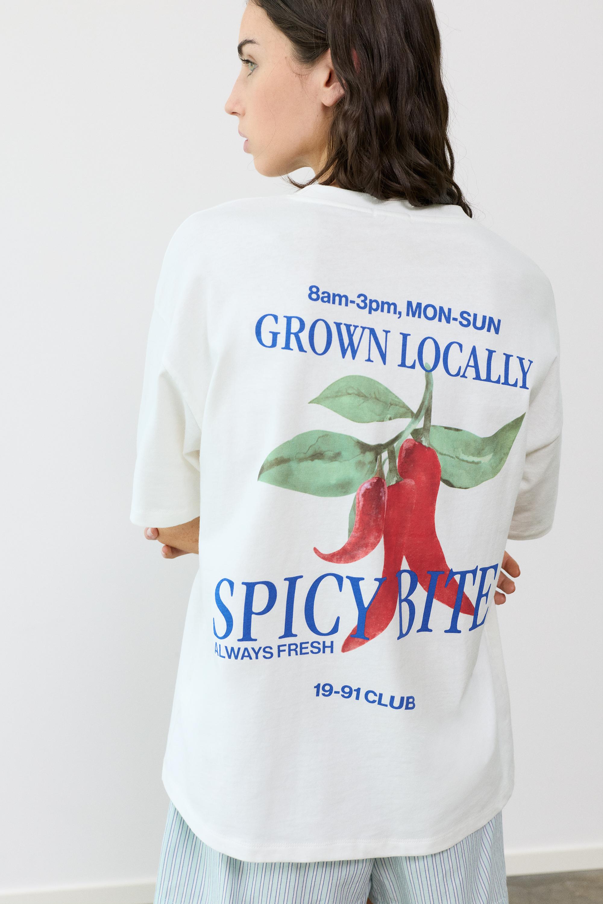 Oversize chilli graphic T-shirt — Ice
