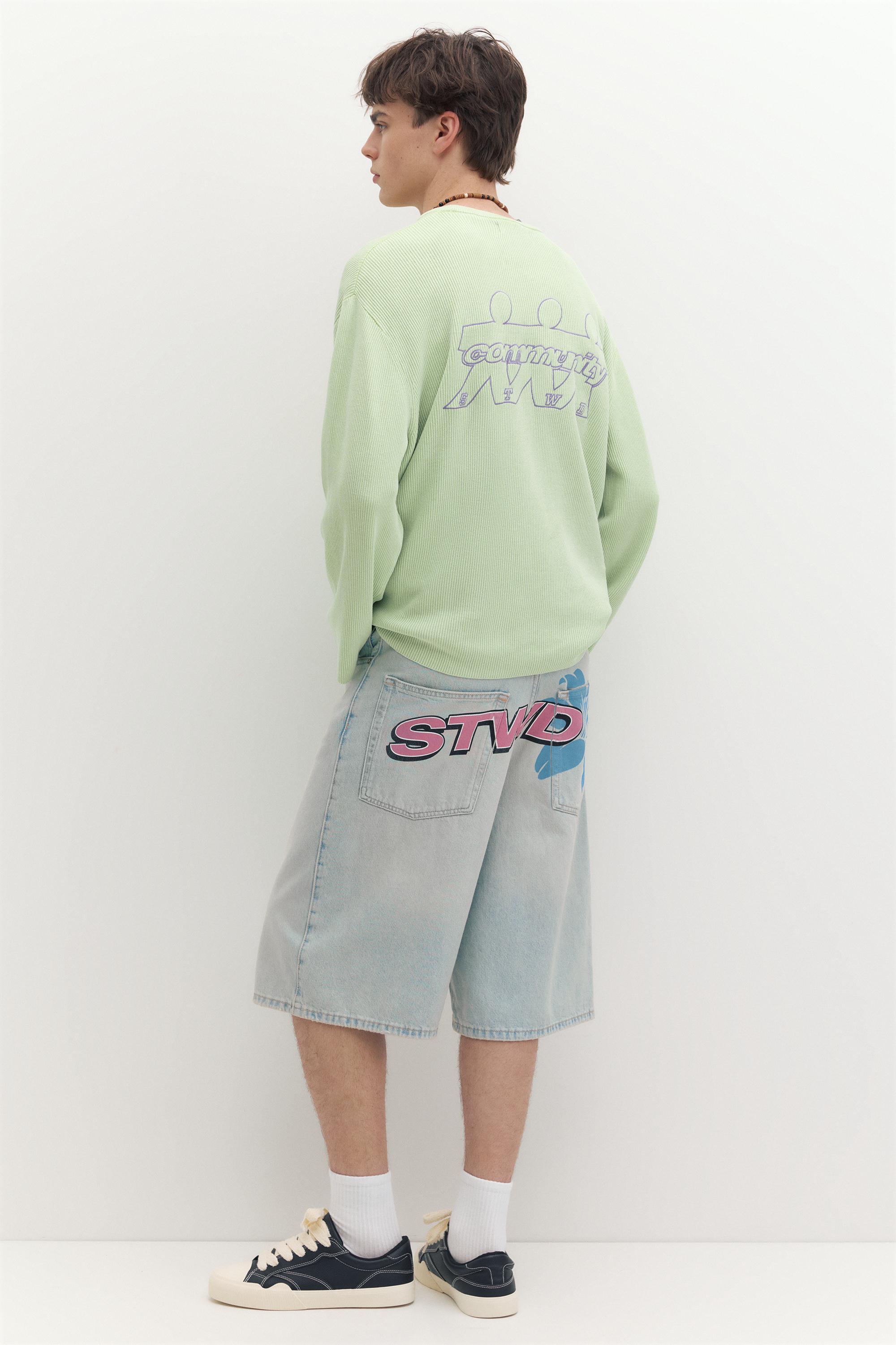 STWD skater denim Bermuda shorts — Pale indigo
