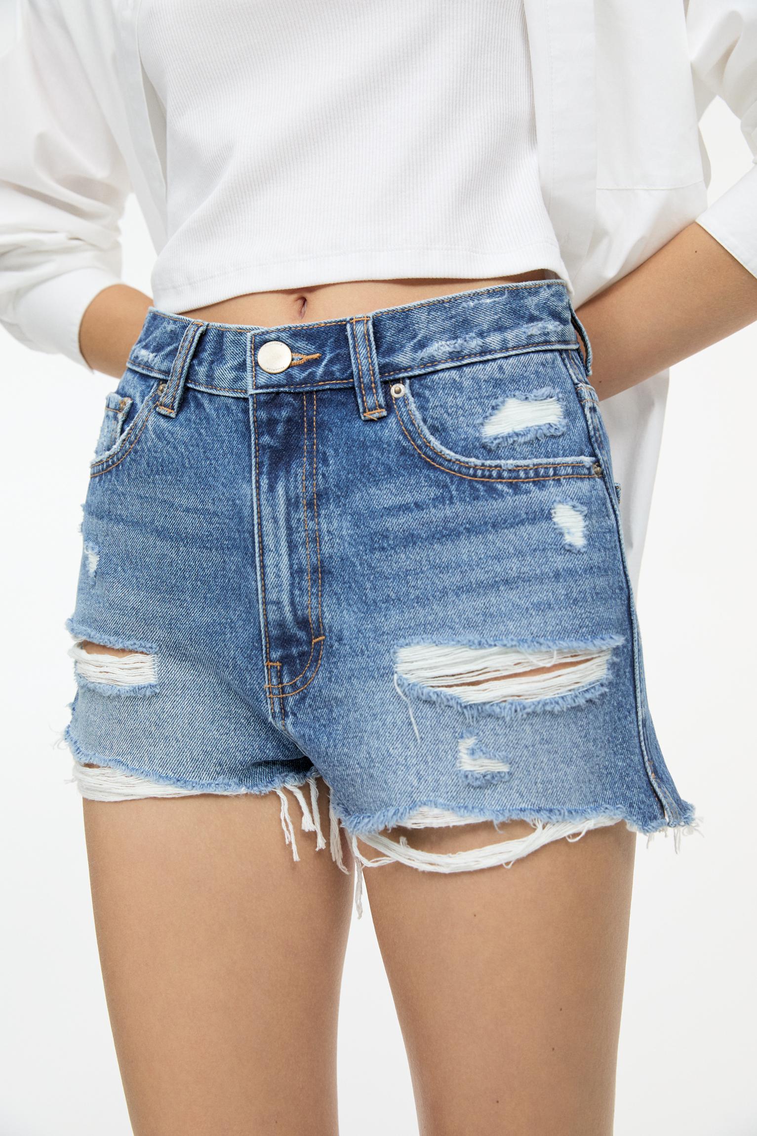 Yırtık detaylı denim şort - Görsel 78