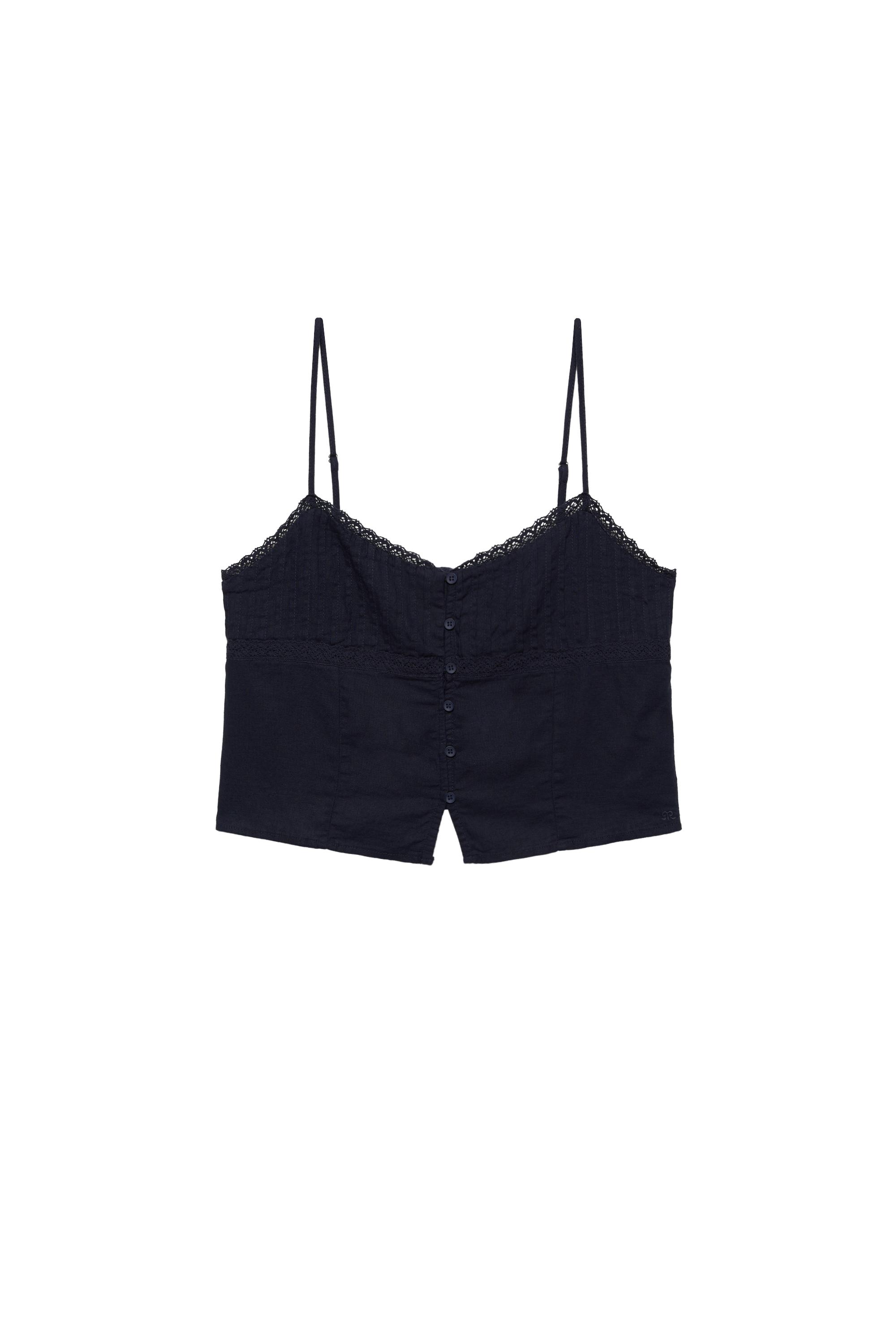 Pull&Bear Keten karışımlı askılı slip top görsel 6