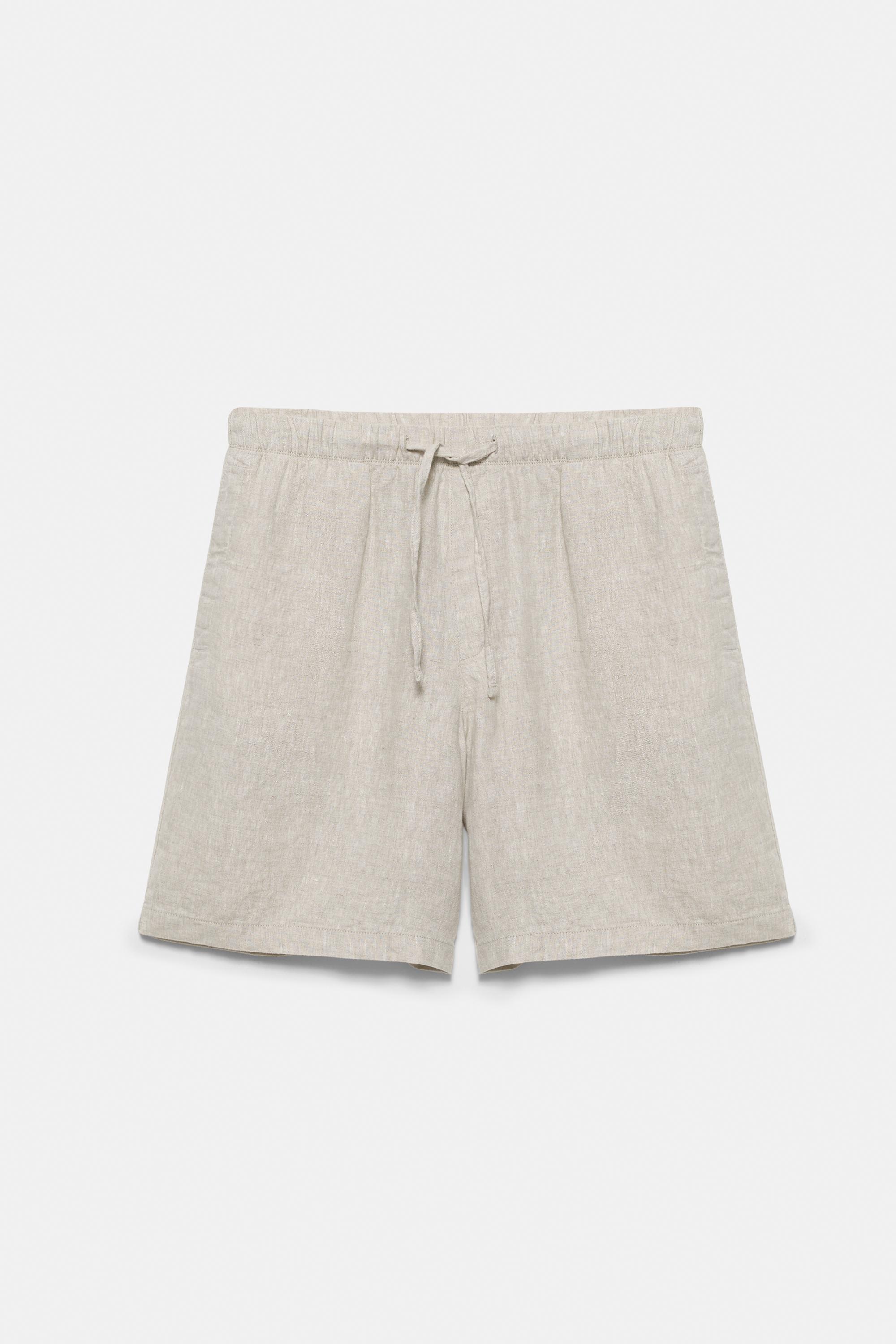 100% linen Bermuda sweat shorts — Beige