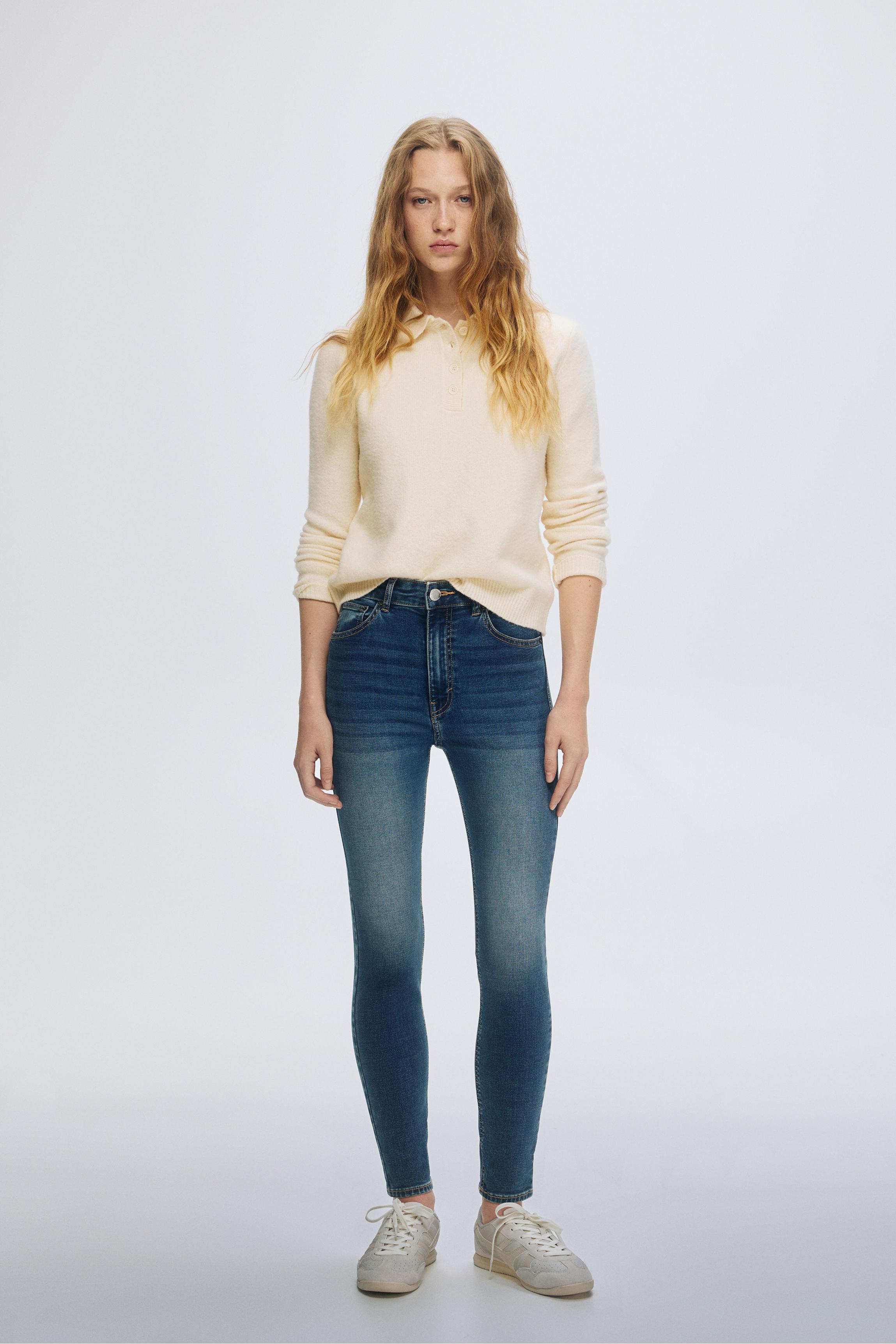 High-waist skinny jeans — Medium blue