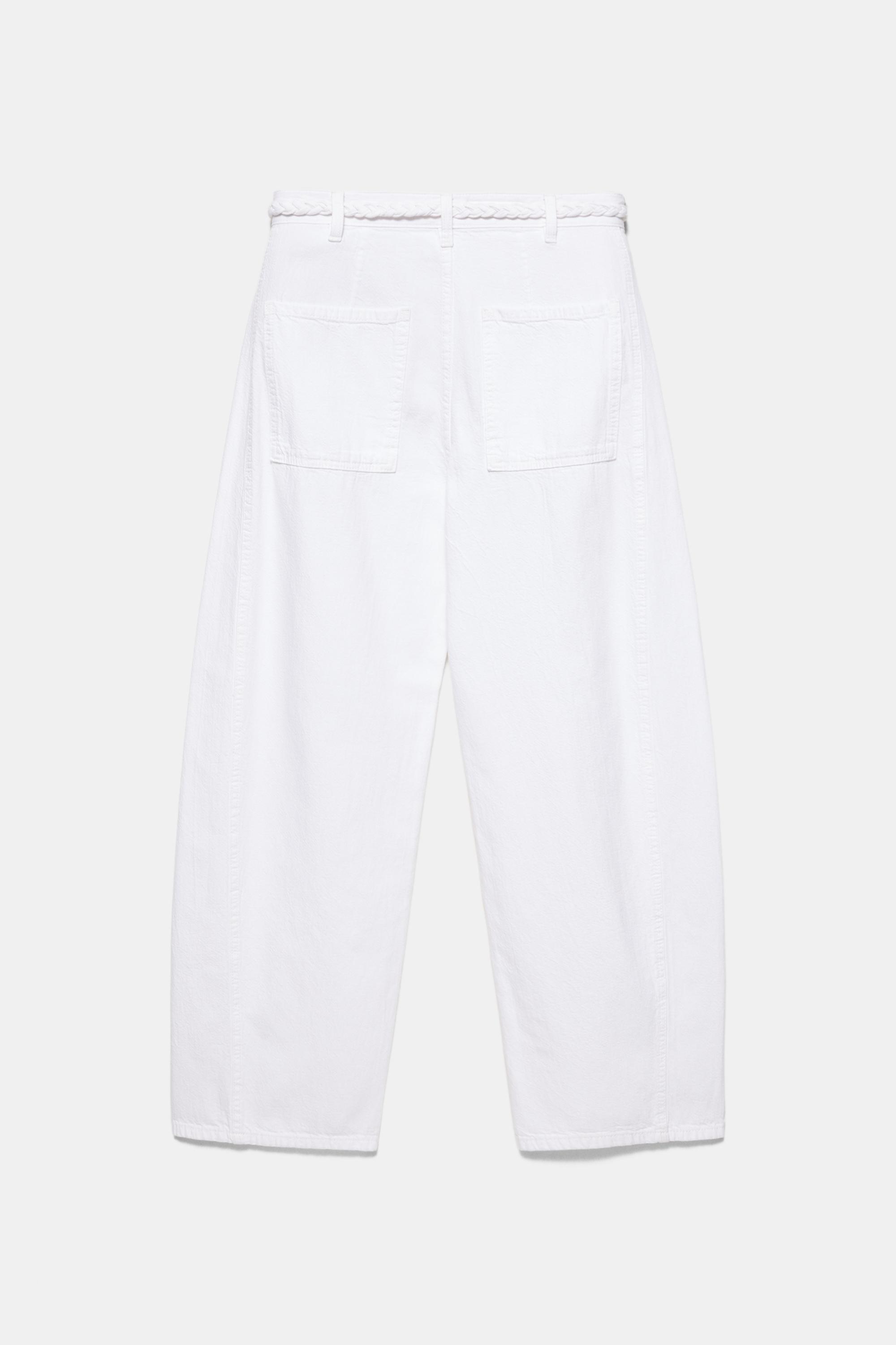 Balloon jeans with drawstring — White