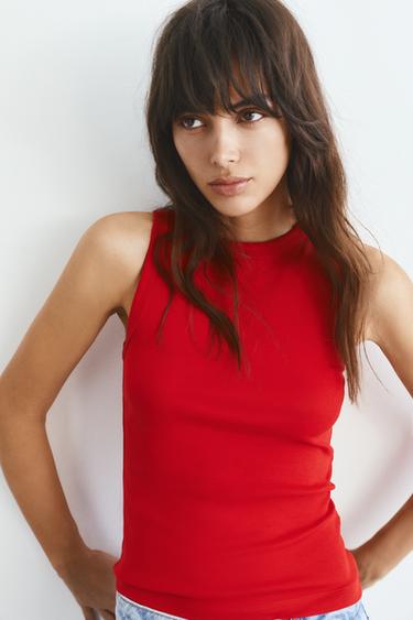 Round neck tank top — Red 4