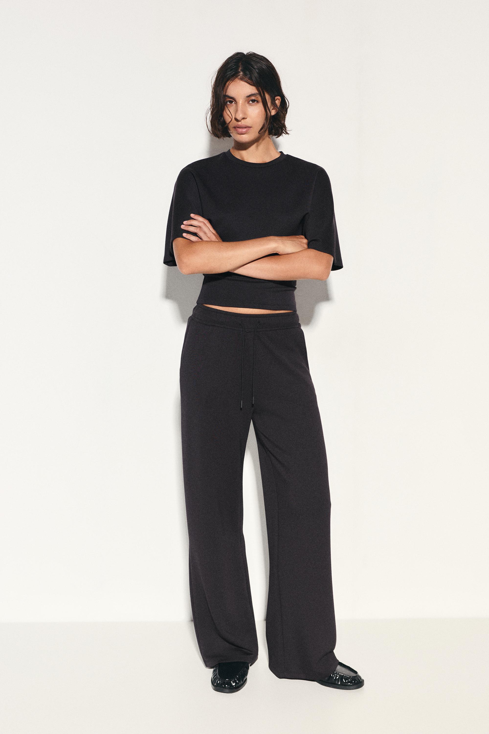 Modal wide-leg trousers — Anthracite grey