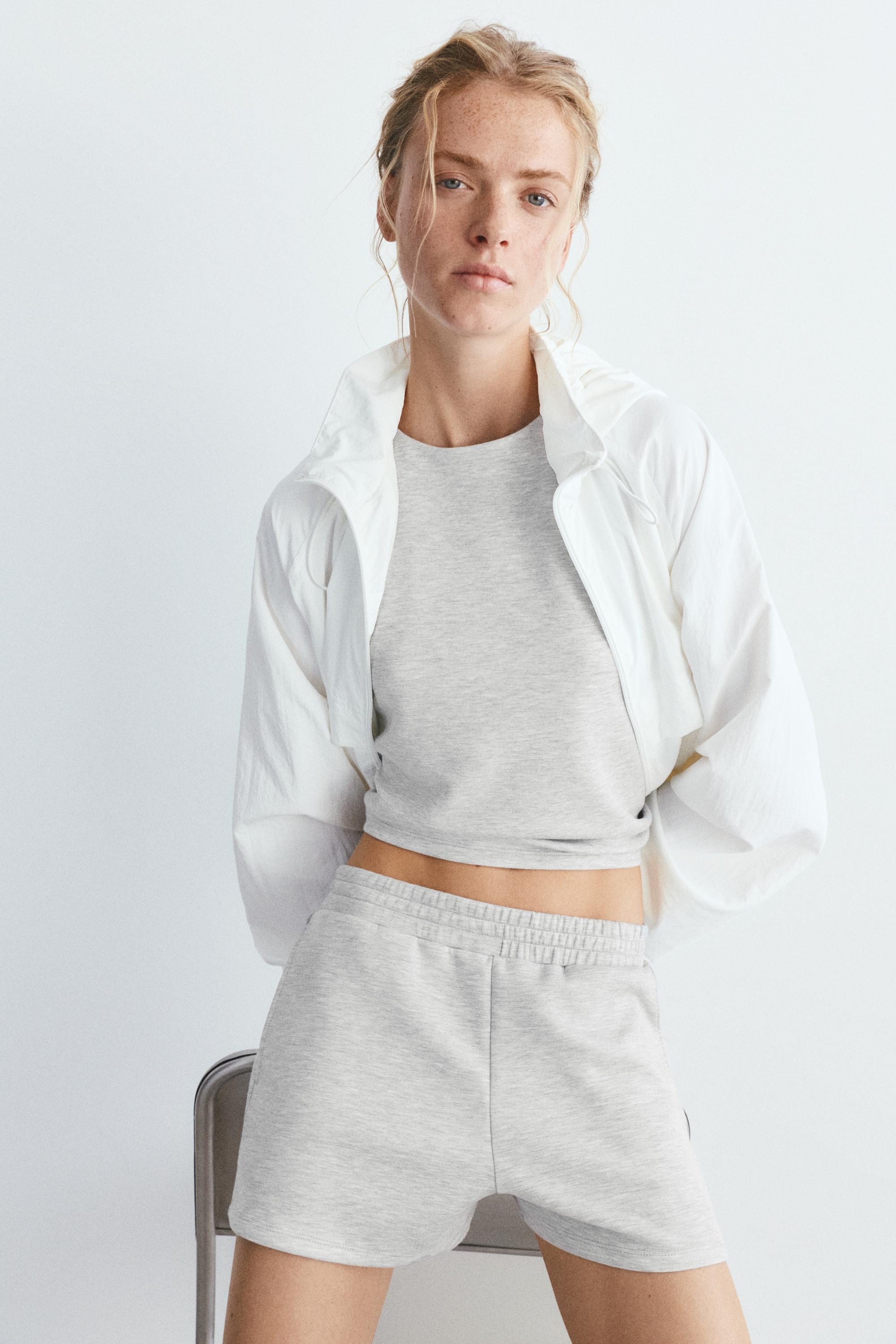 Soft touch sports shorts — Grey marl