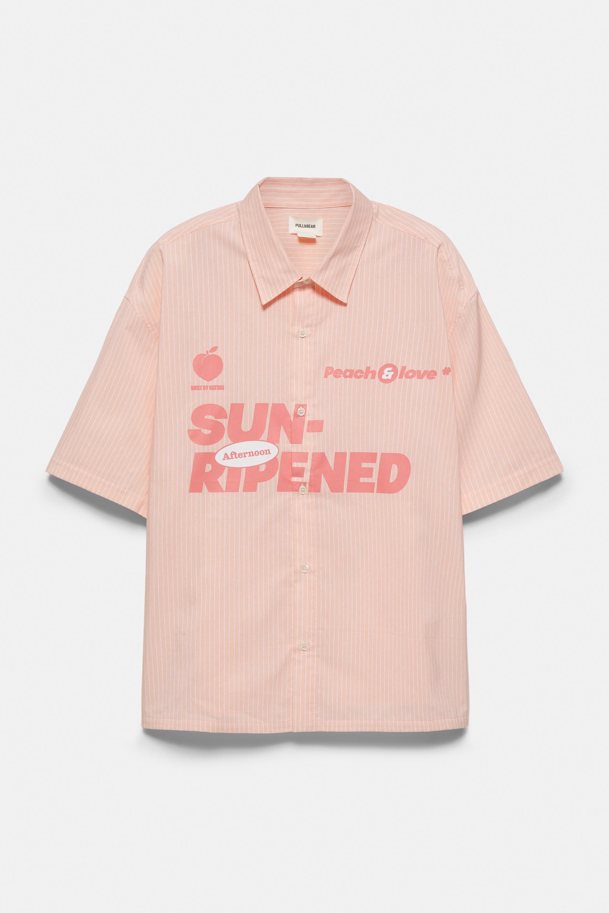 Peach striped graphic shirt — Chalk pink
