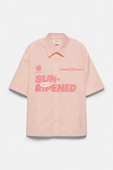 Peach striped graphic shirt — Chalk pink 6