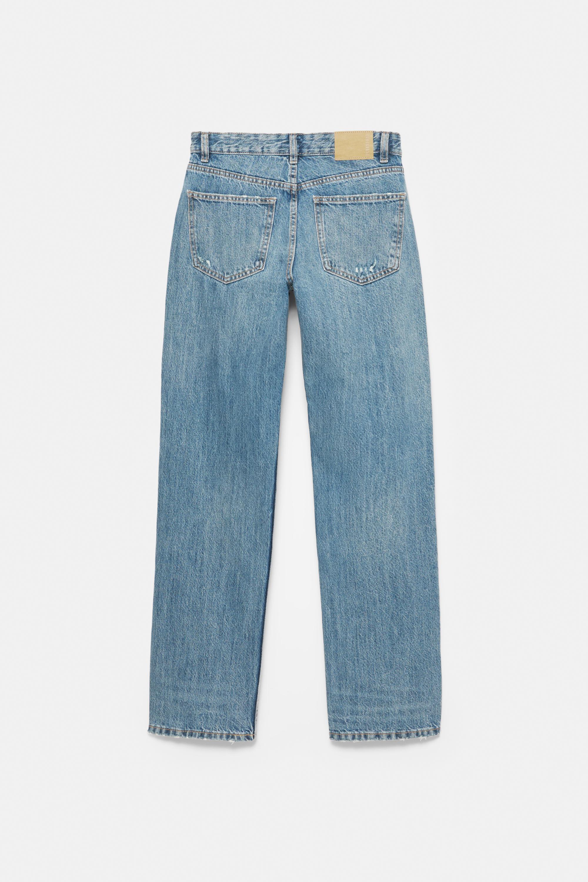 Mid-waist straight-leg jeans — Grey blue