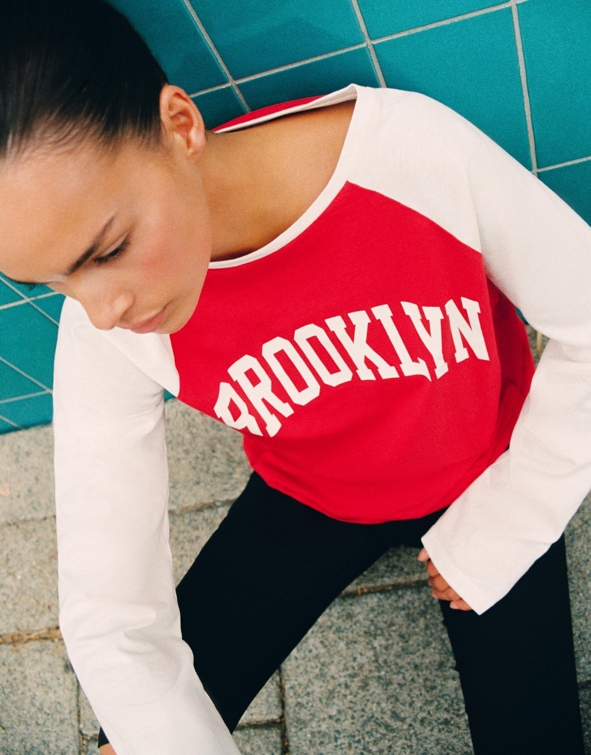 Brooklyn raglan sleeve T-shirt — White/Red