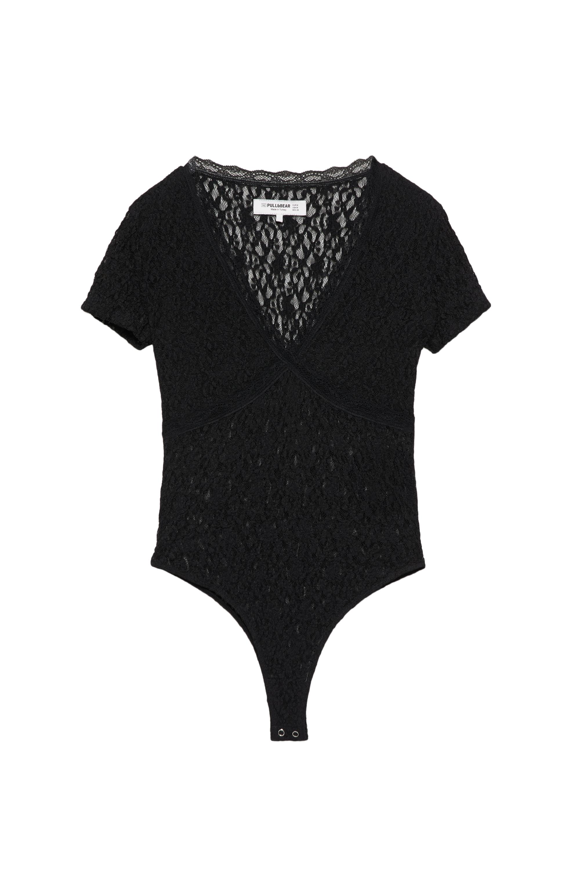 Kısa kollu dantel body - Görsel 5