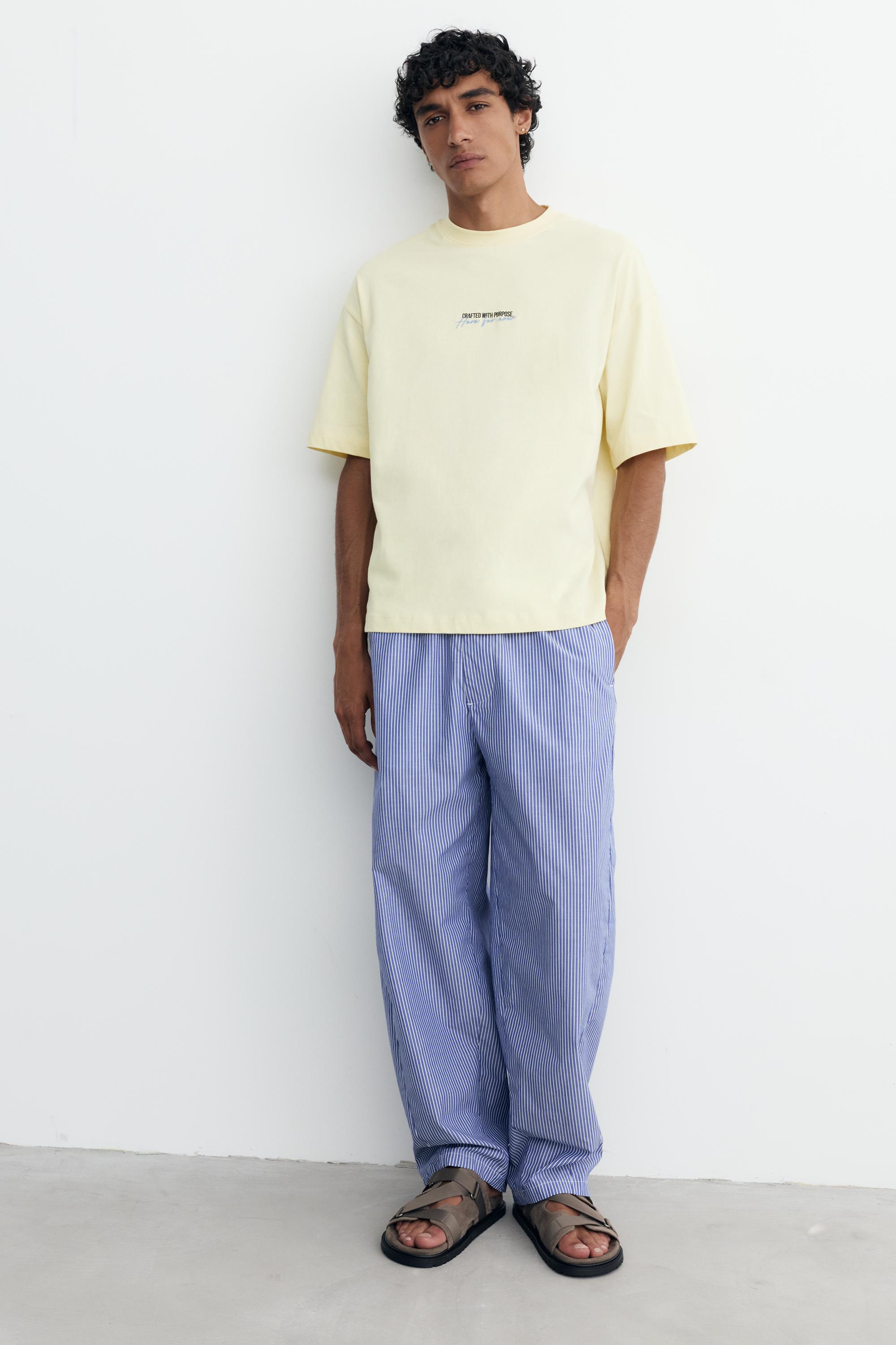 Relaxed fit striped pyjama-style trousers — Blue