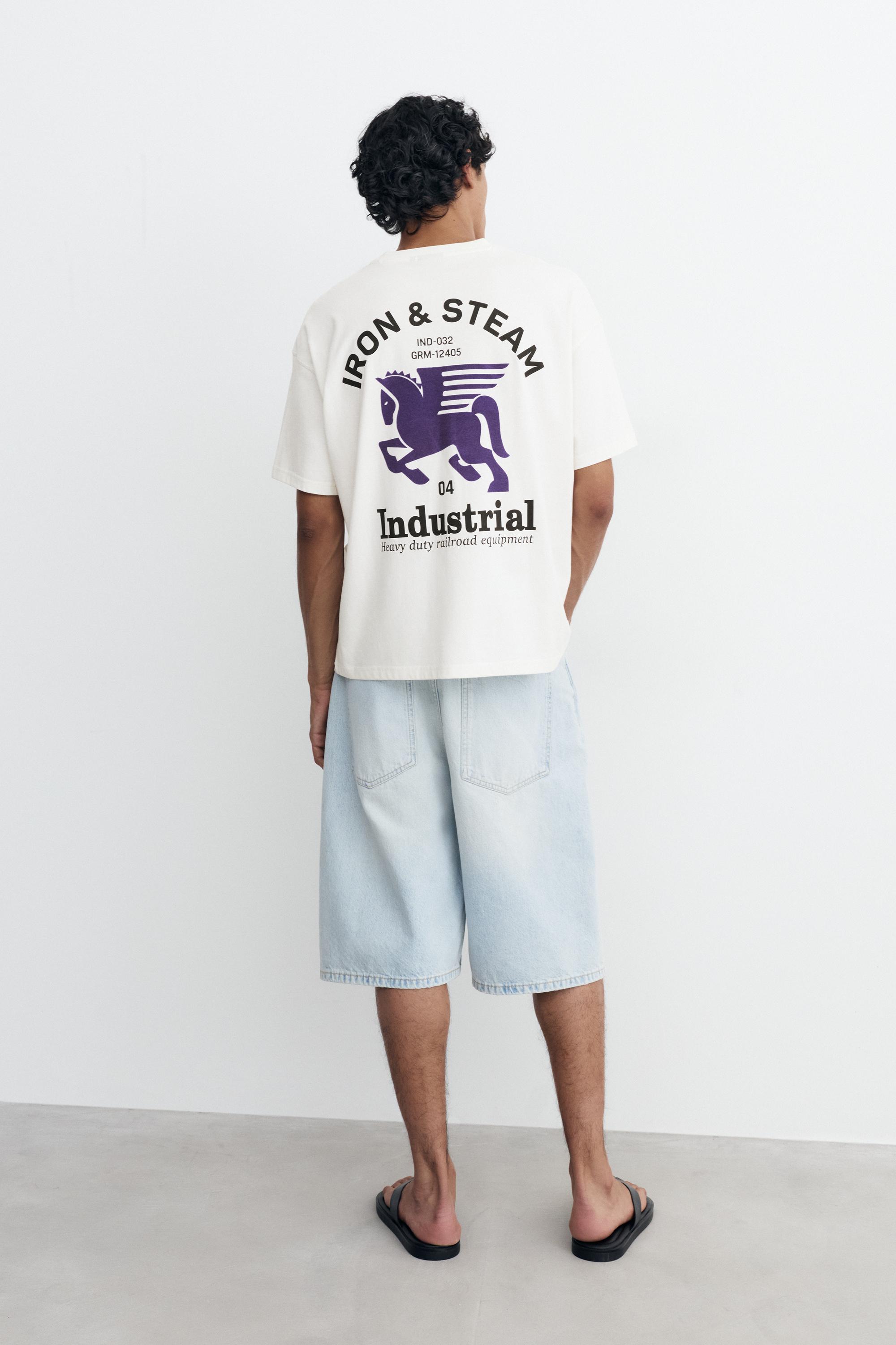 Boxy T-shirt with graphic embroidery — White