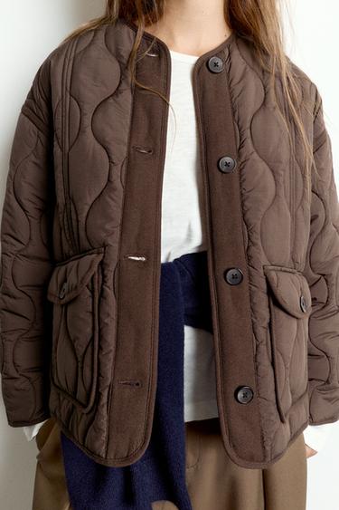 Puffer jacket with pockets — Brown 4