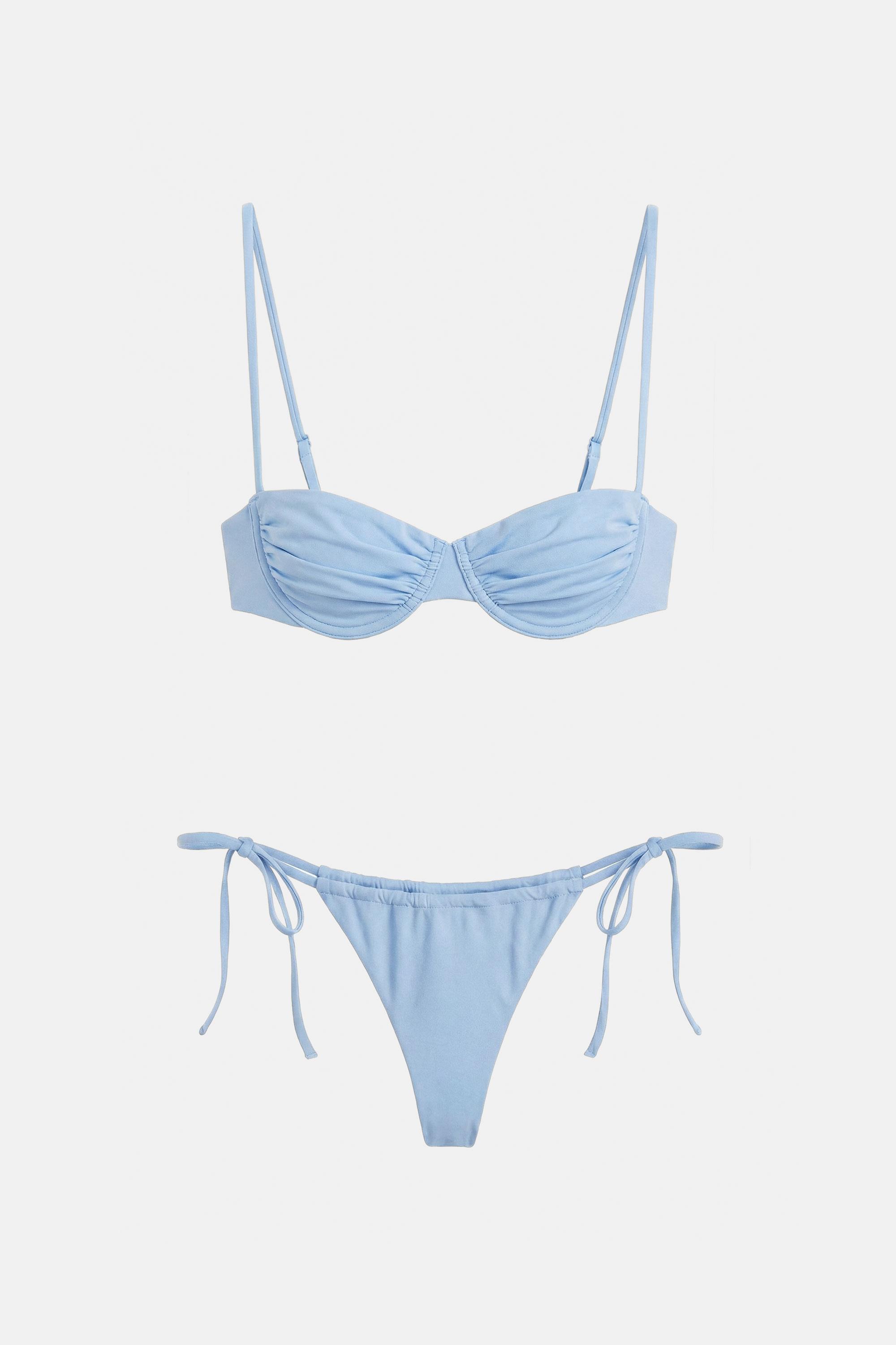 Draped bikini bottoms — Pale blue