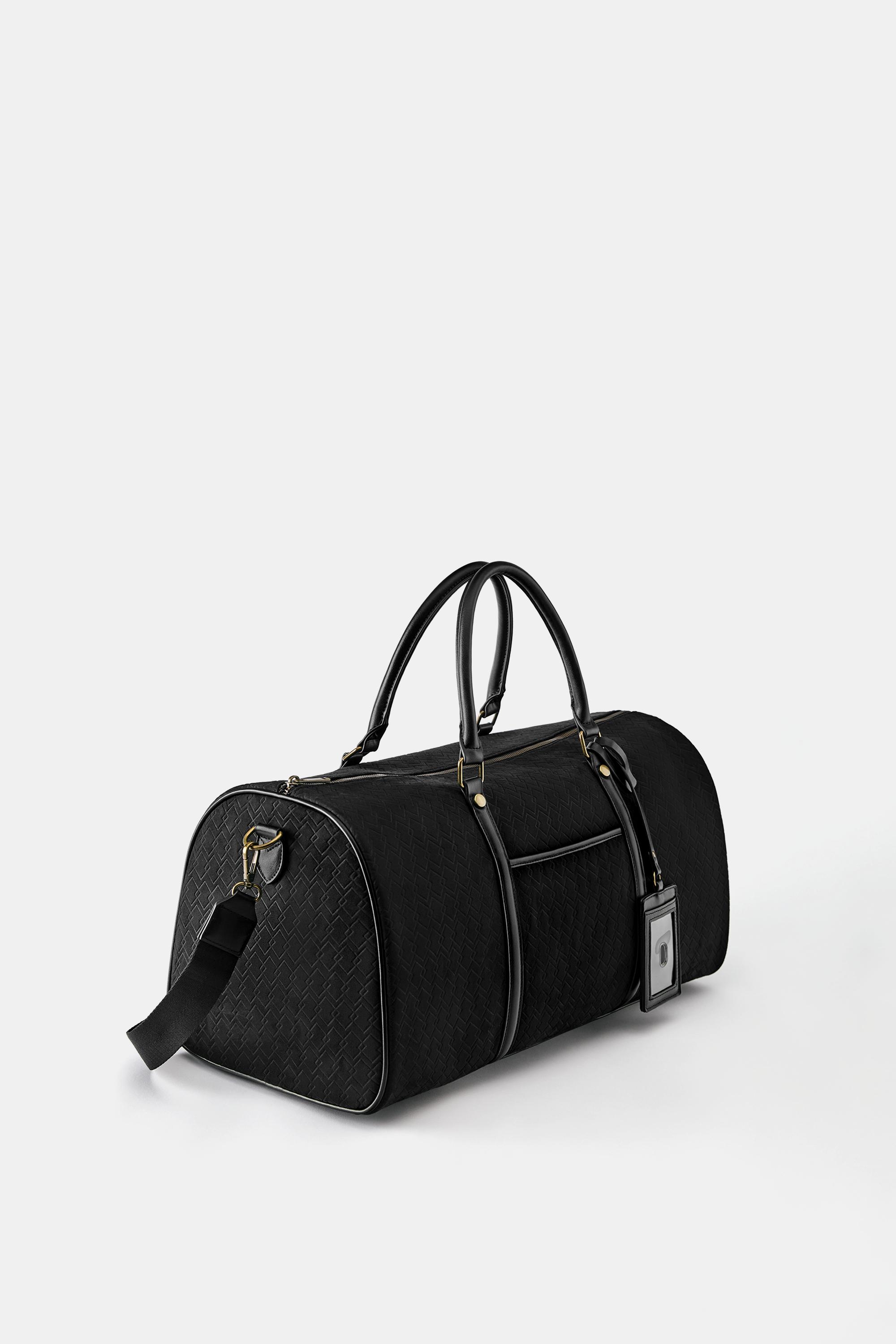 Embellished embossed bowling bag — Black