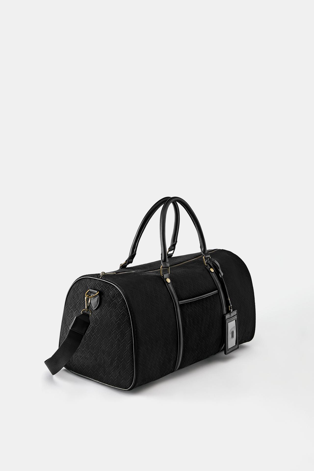 Embossed bowling bag with embellishment — Black