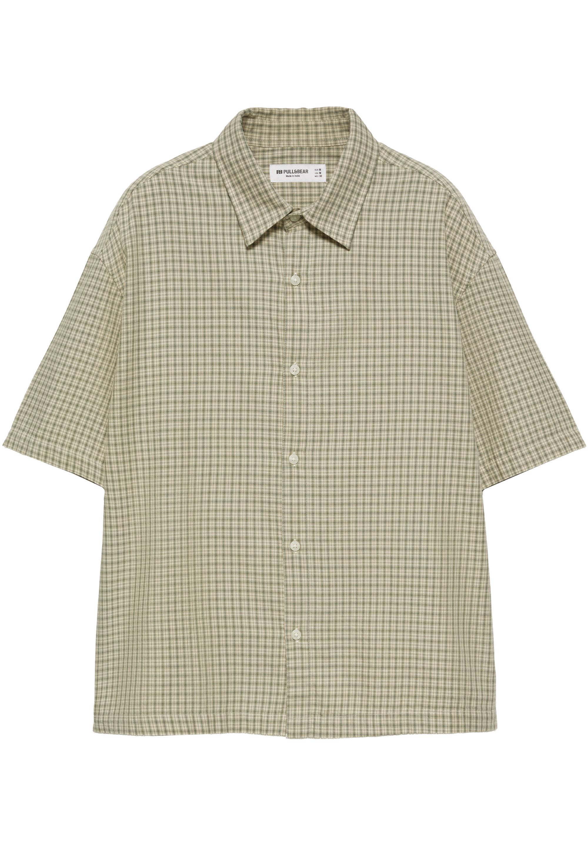 Short sleeve check shirt — Green/Ecru