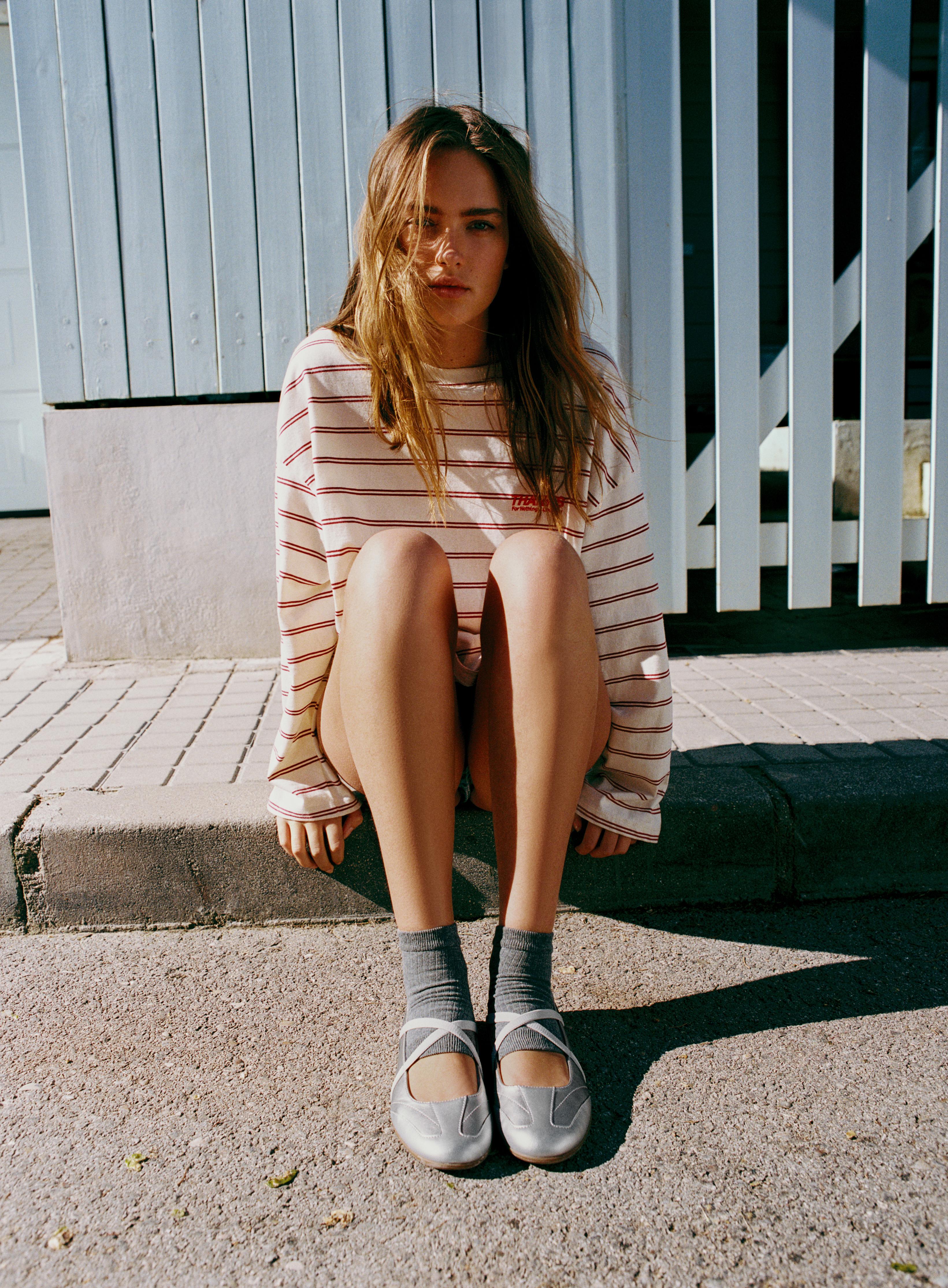 Metallic sports ballet flats — Silver