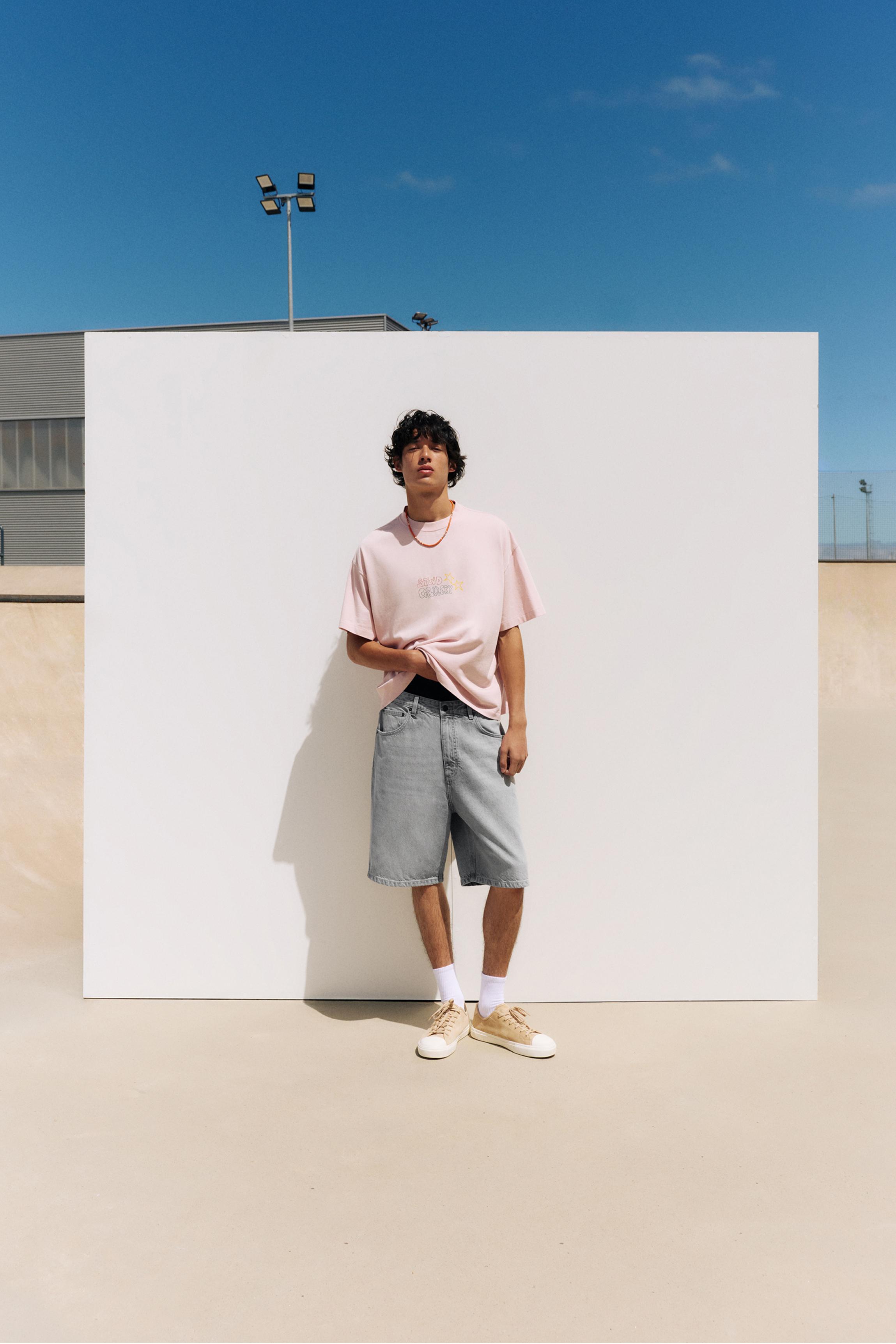 Baggy denim Bermuda shorts — Dark grey