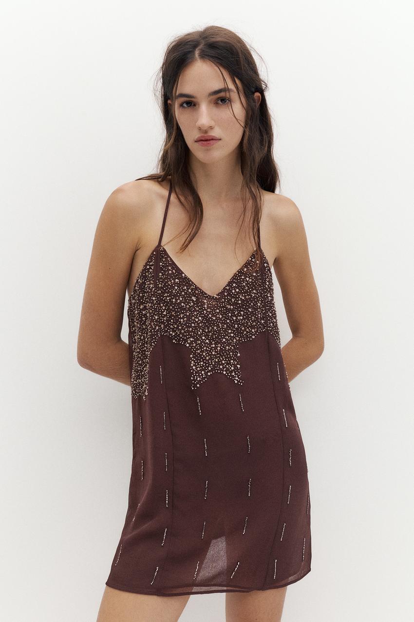 Sequin Chiffon Mini Dress
