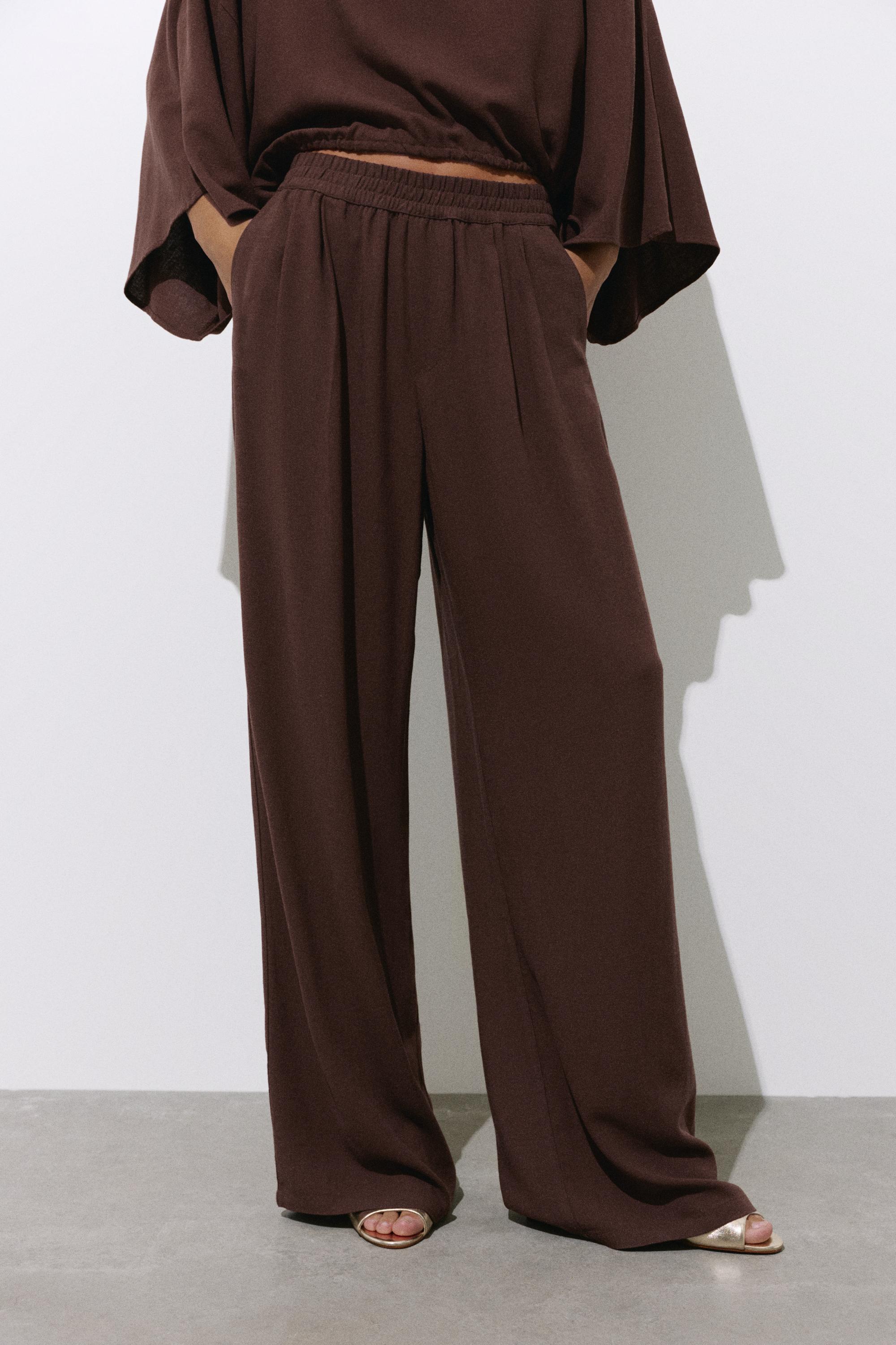 Flowing darted trousers — Brown