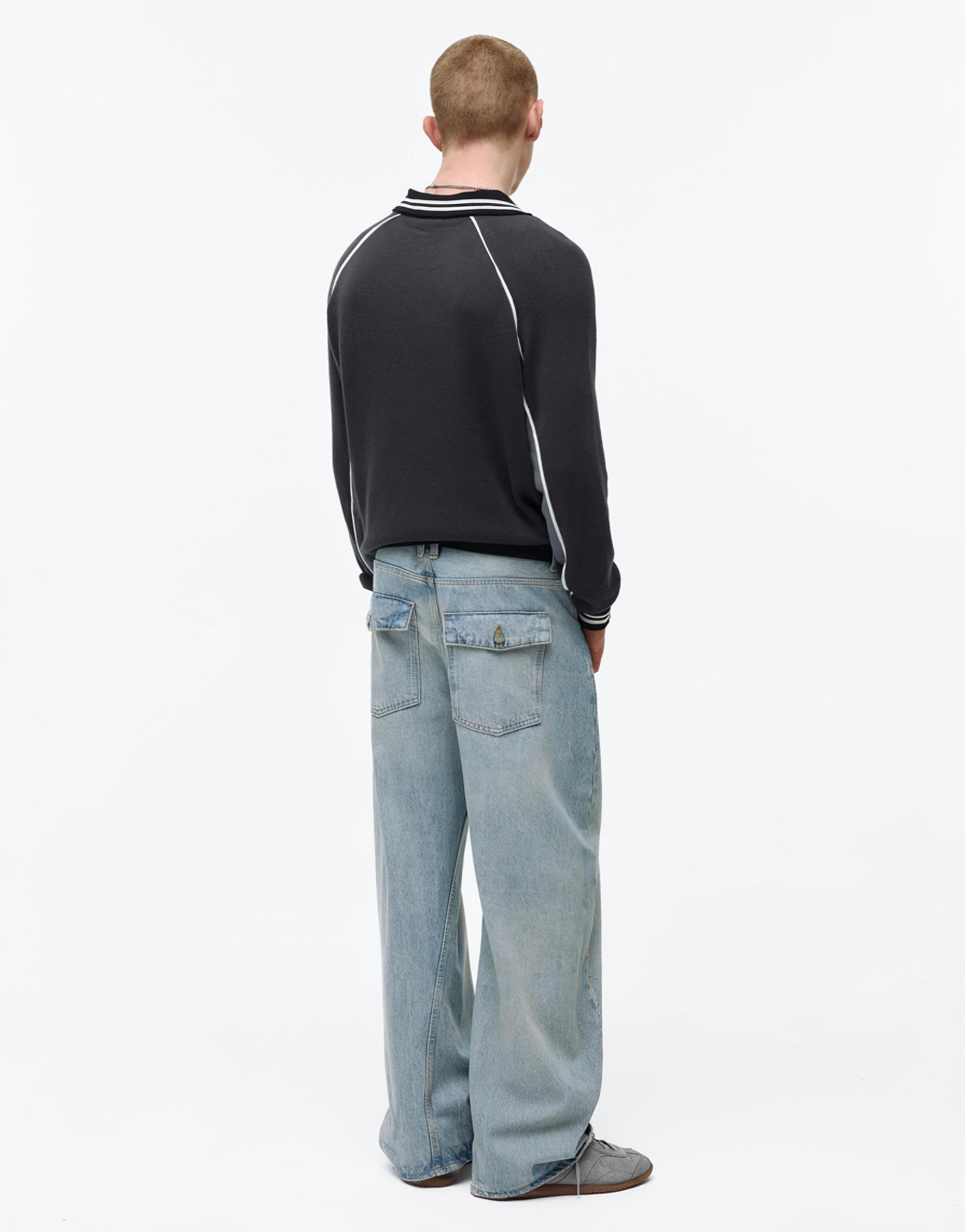 Long sleeve STWD polo shirt — Anthracite grey
