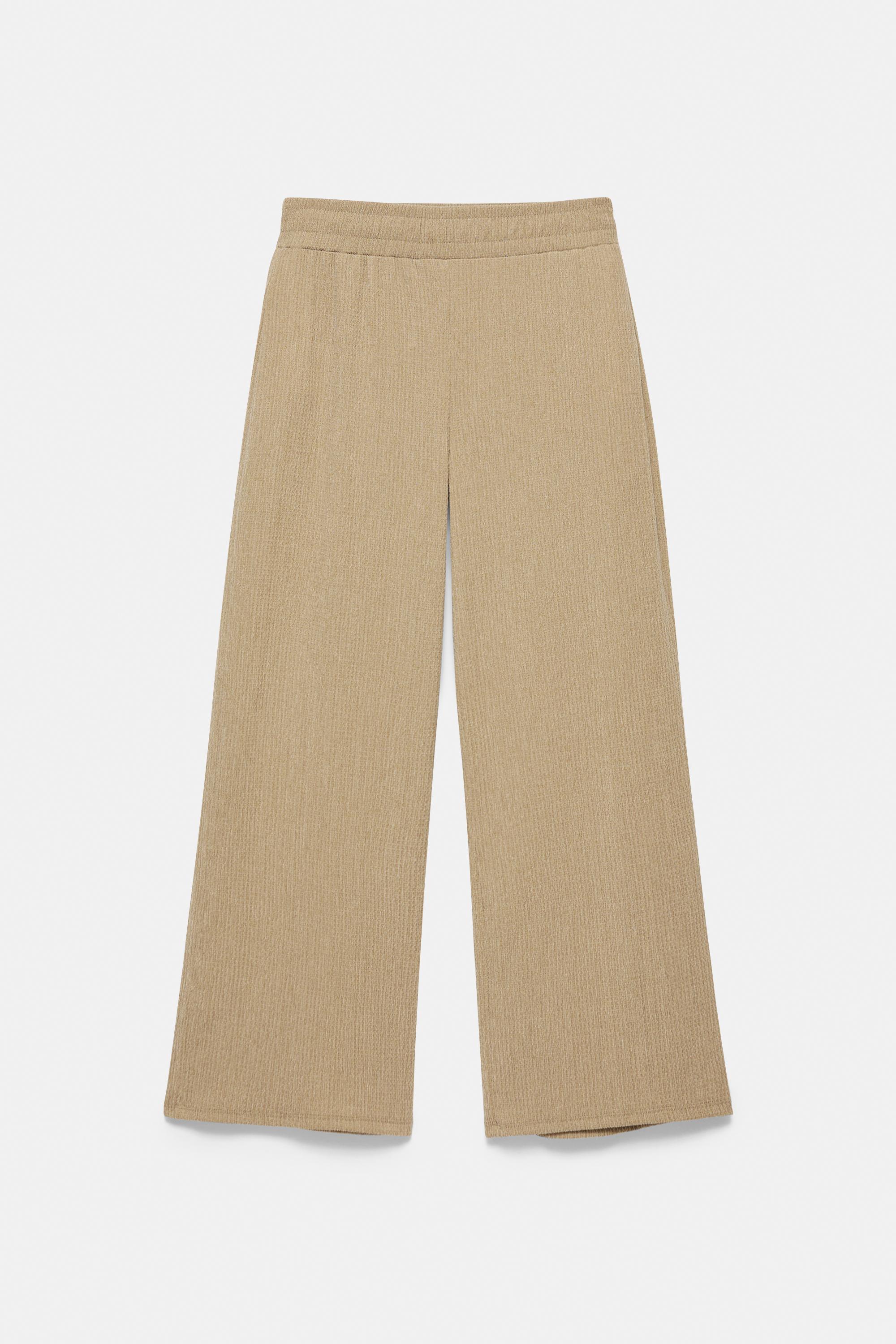 Wide-leg crepe trousers — Khaki