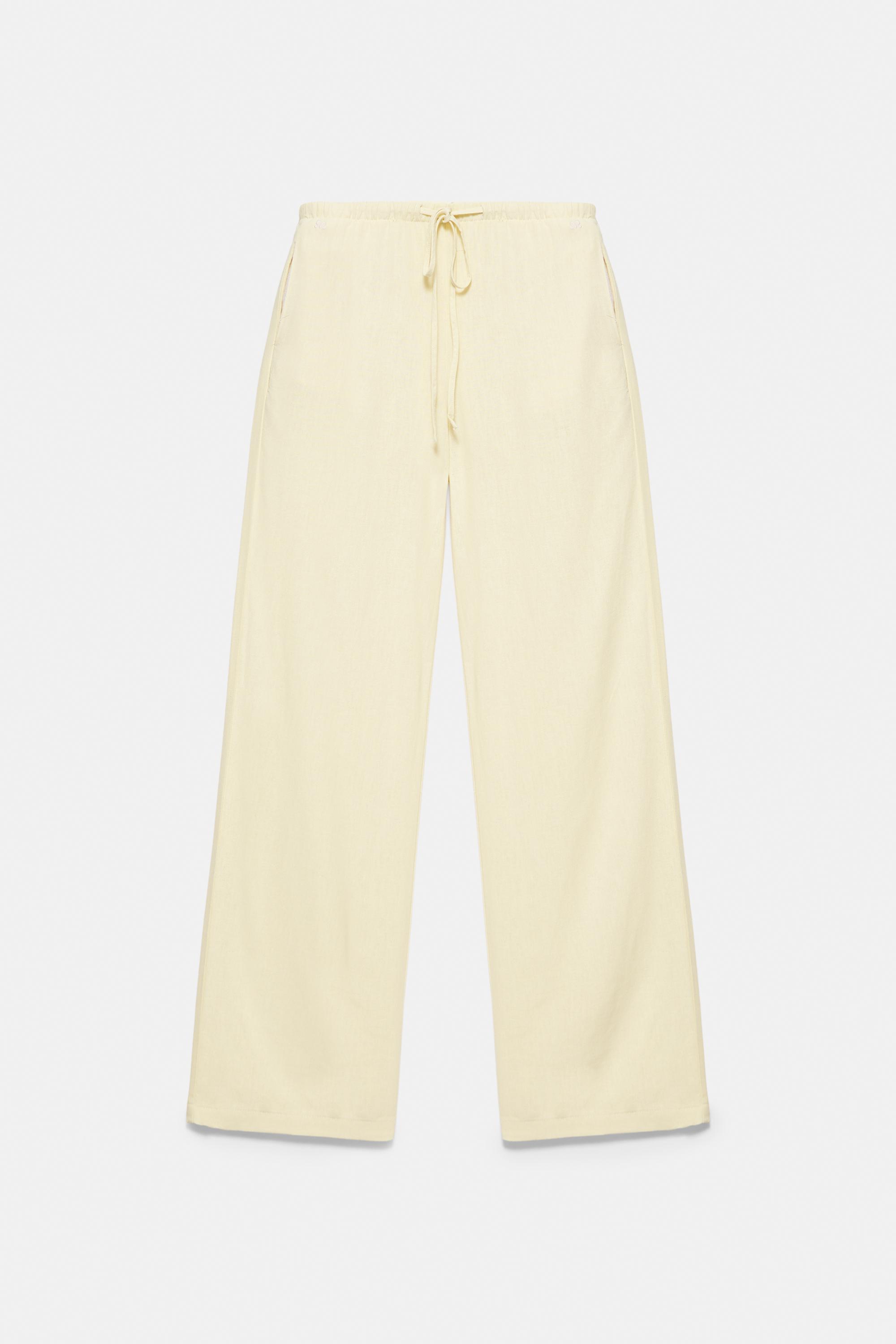 Linen blend joggers — Yellow