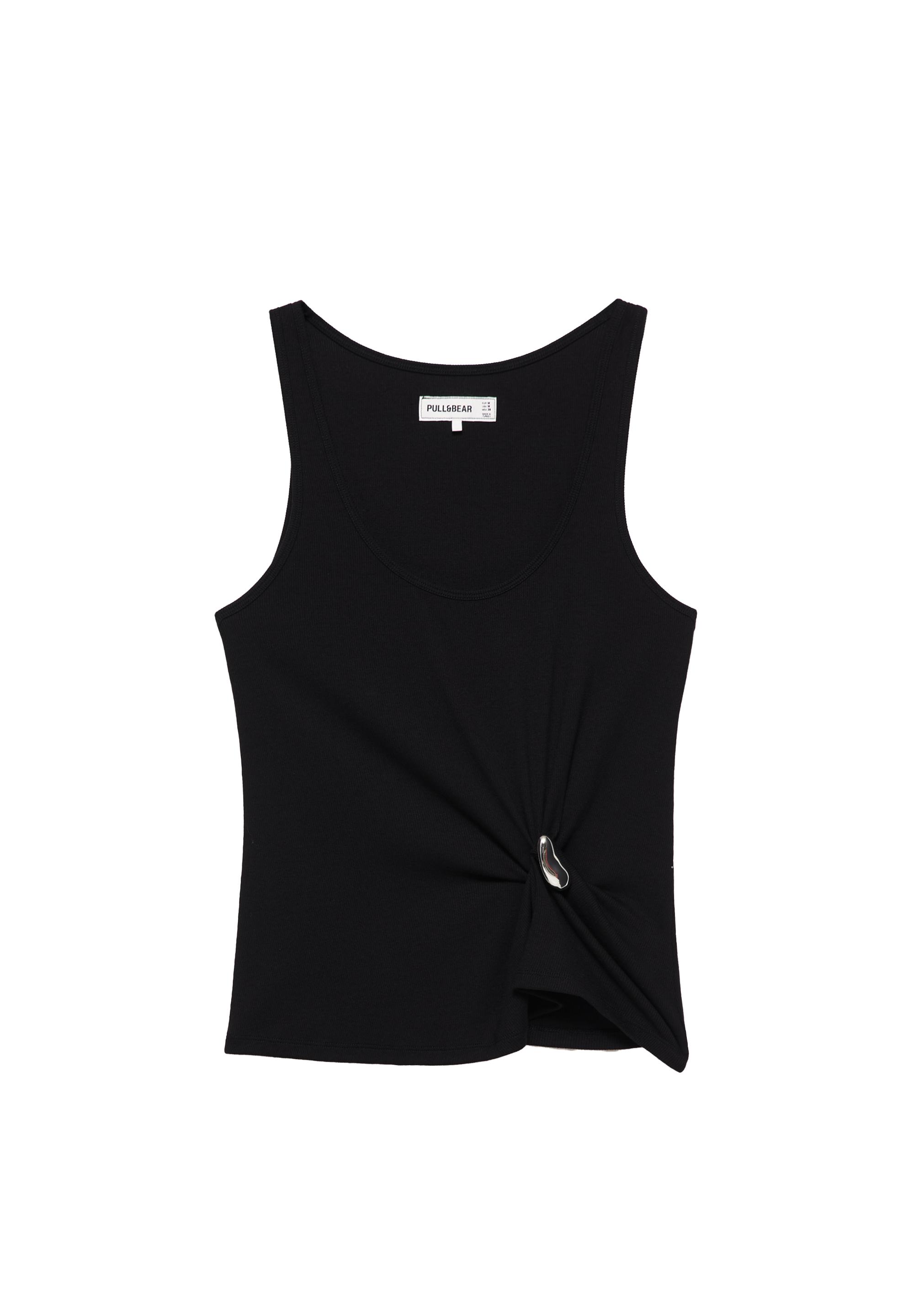 Metal appliqué tank top — Black