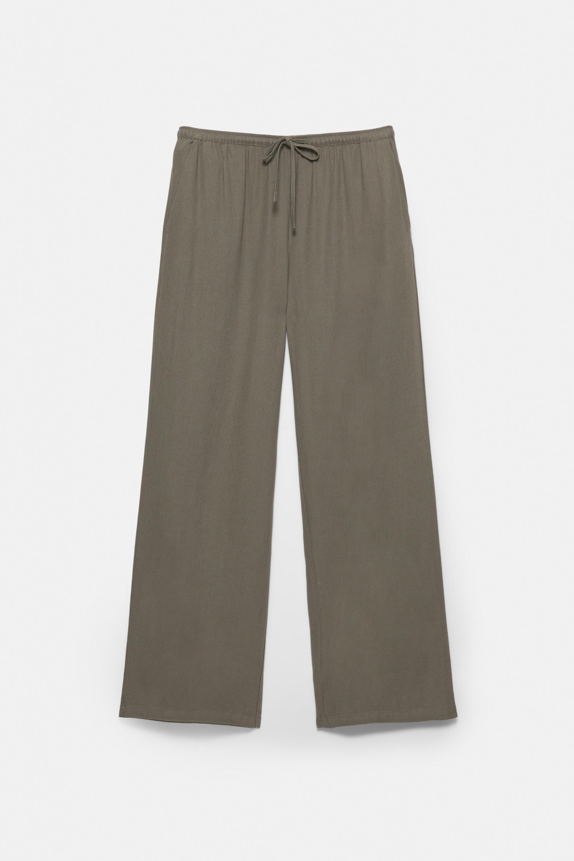 Flowy trousers with linen — Mole brown