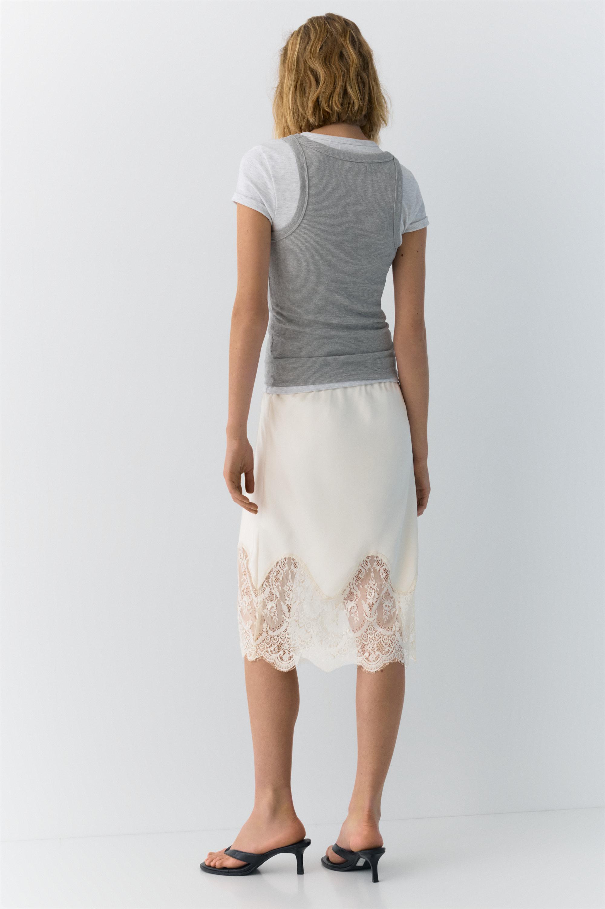 Dantel detaylı midi etek - Görsel 29