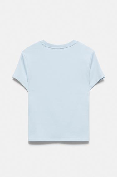 Studded text T-shirt — Pale blue 6