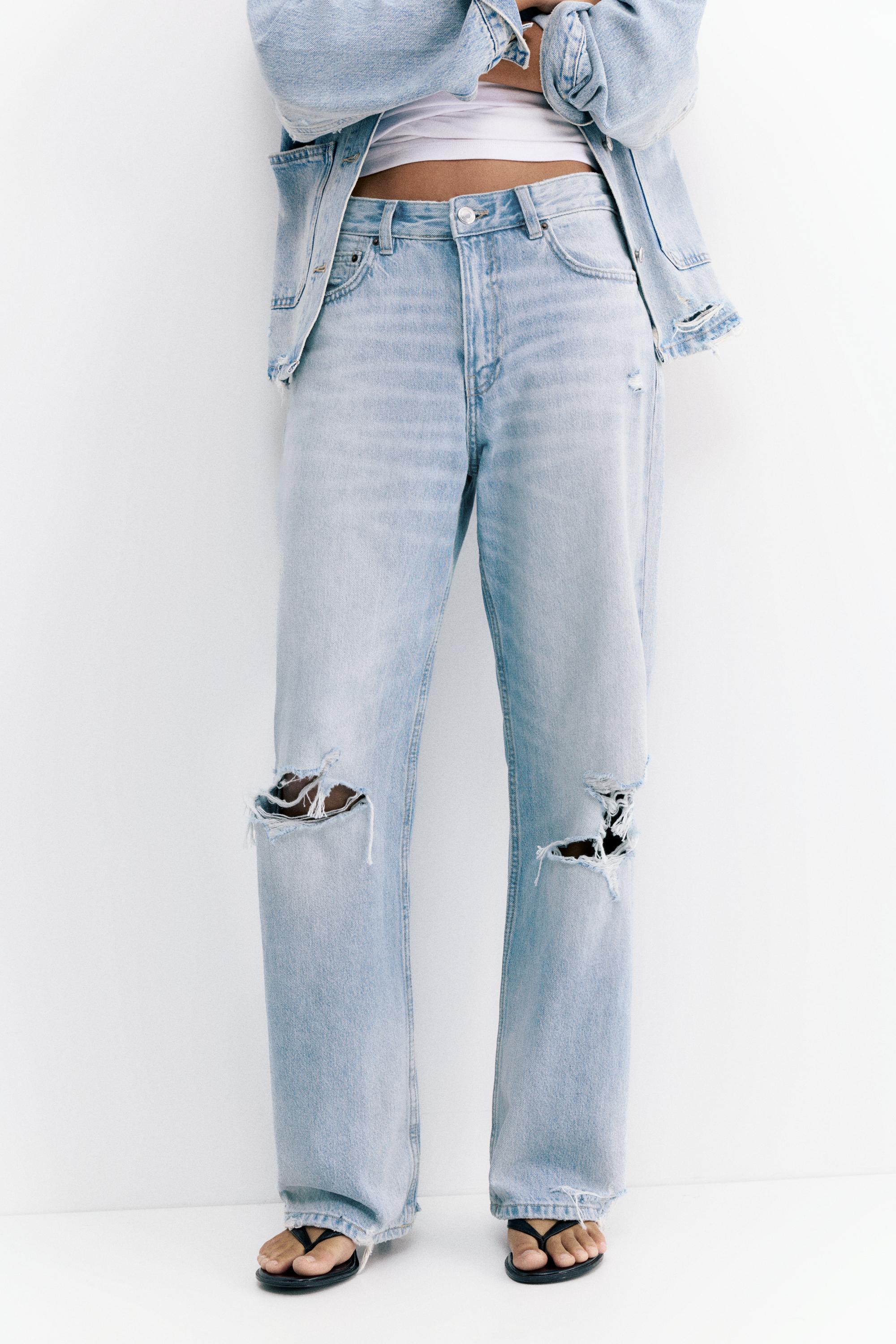 Ripped boyfriend jeans — Pale blue