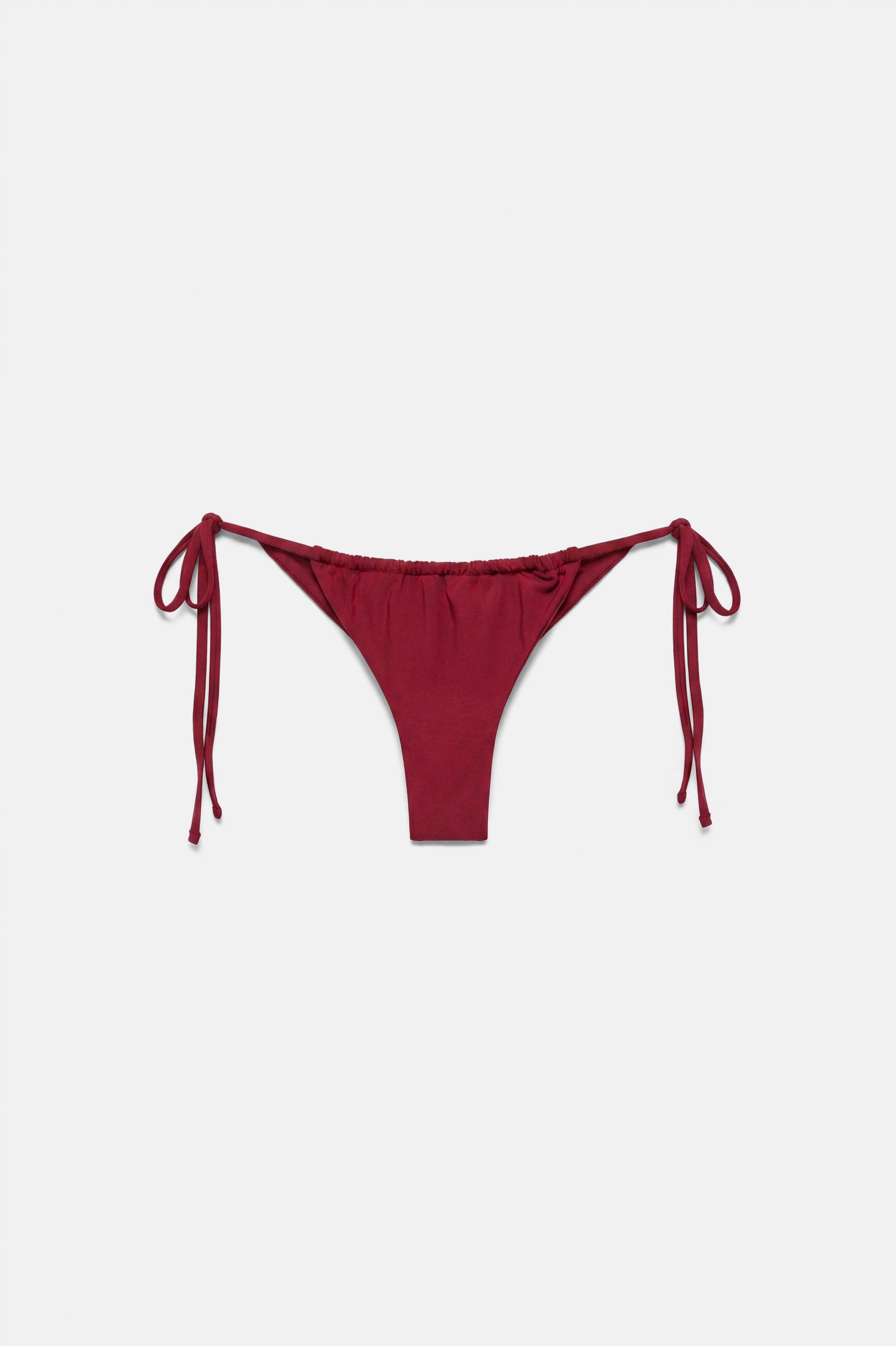 Draped bikini bottoms — Maroon