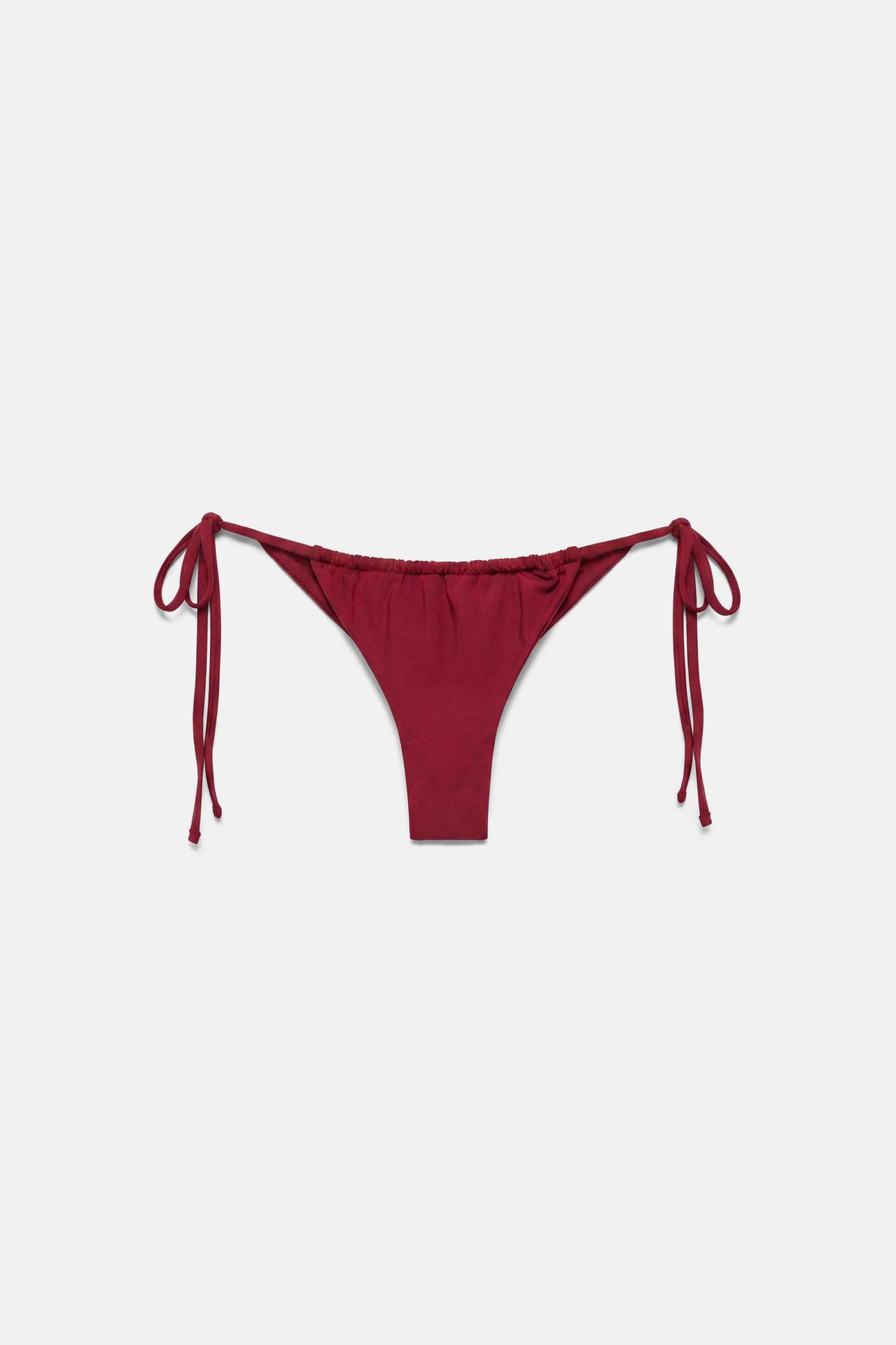Draped bikini bottoms — Maroon