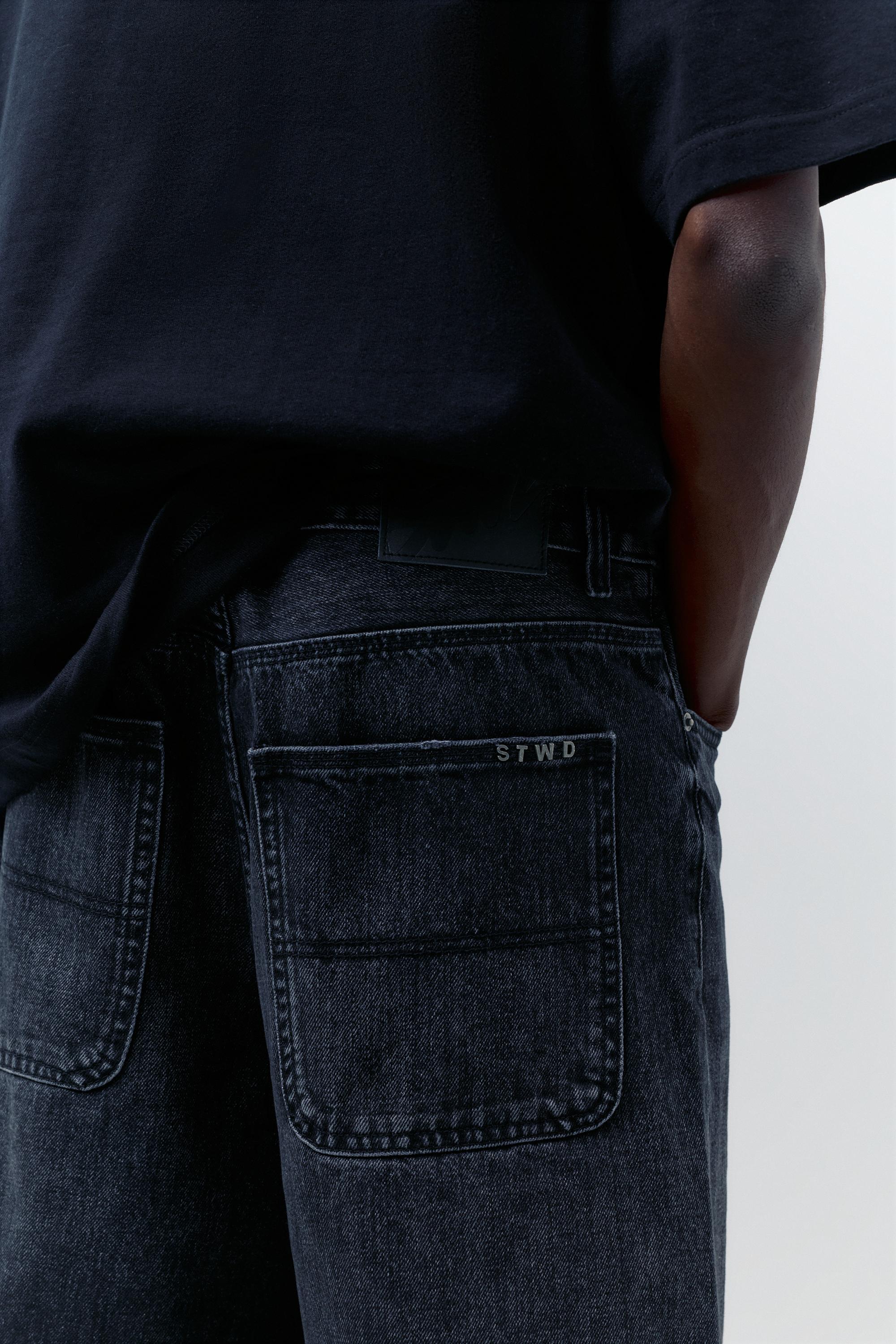 Baggy relaxed fit denim Bermuda shorts — Faded black