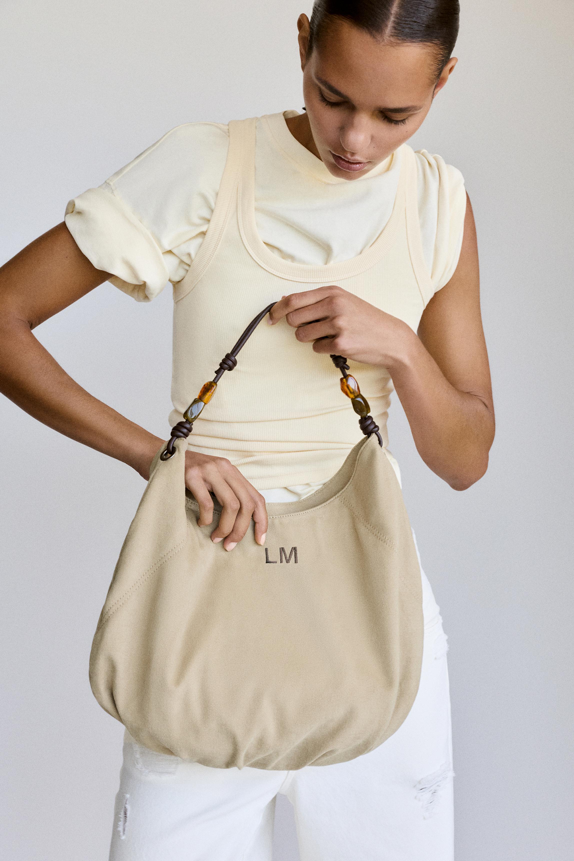 Beaded tote bag — Leather