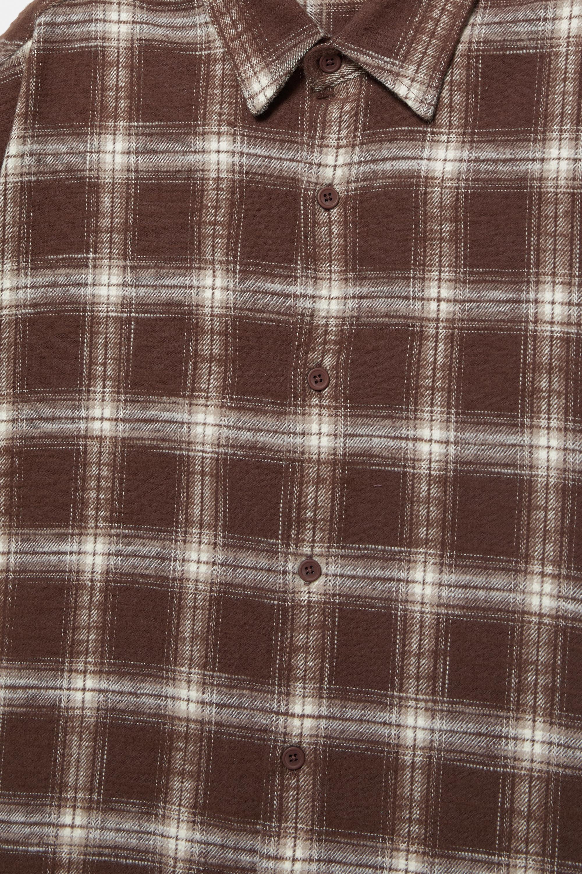 Long sleeve check shirt — Brown