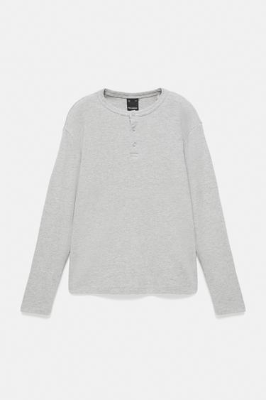 Long sleeve Henley T-shirt — Pale marl 6