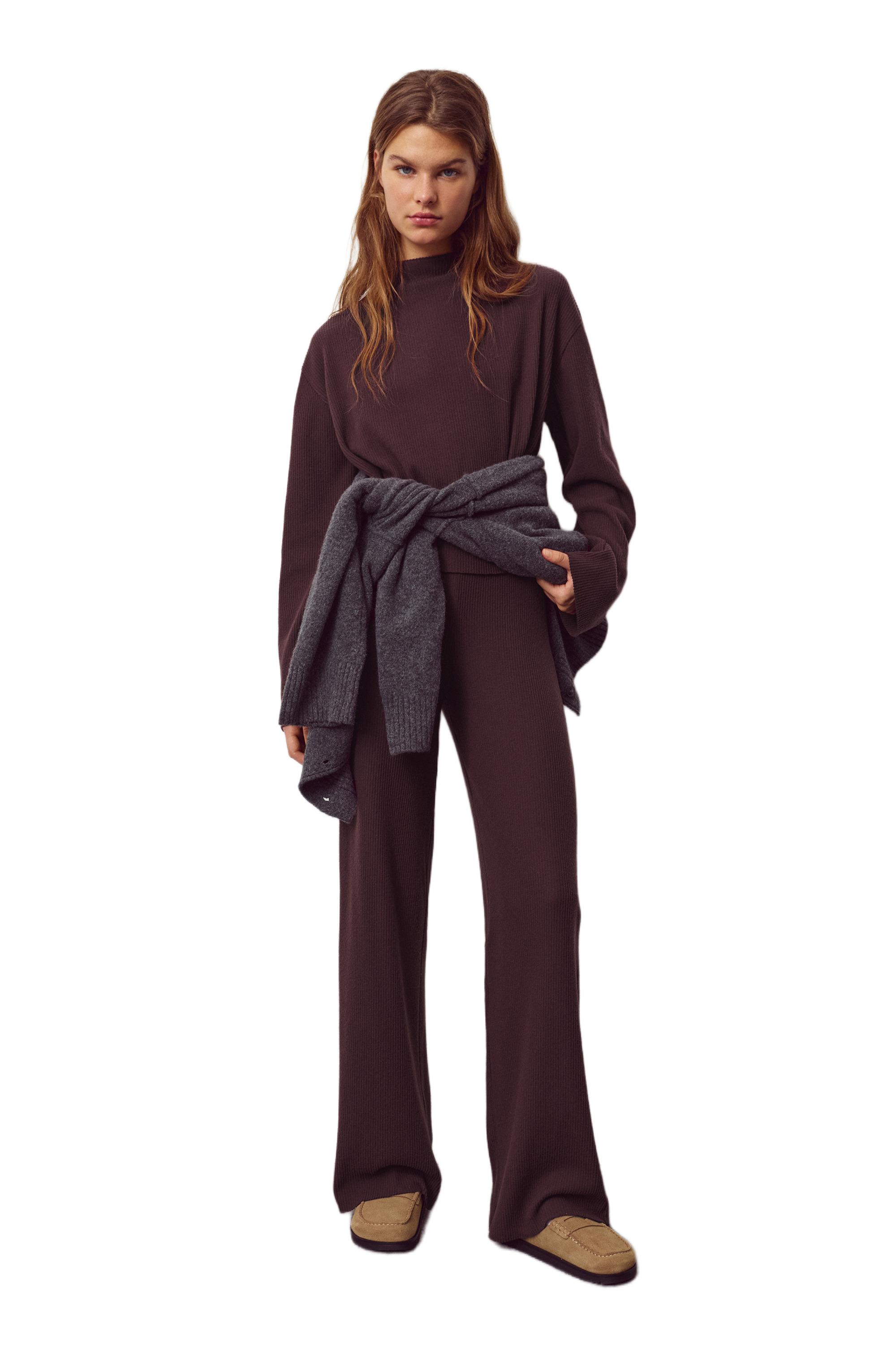 Soft touch straight fit trousers — Burgundy