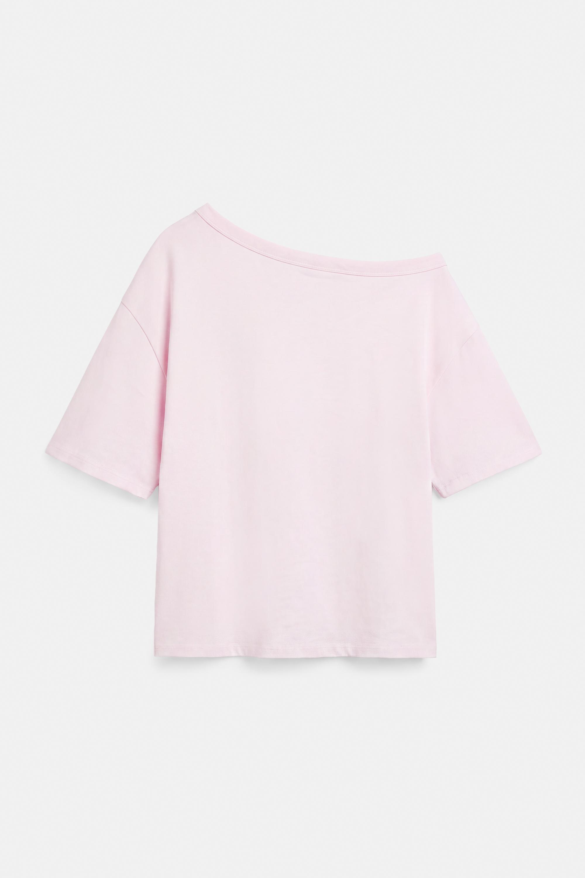 Asymmetric short sleeve T-shirt — Pink
