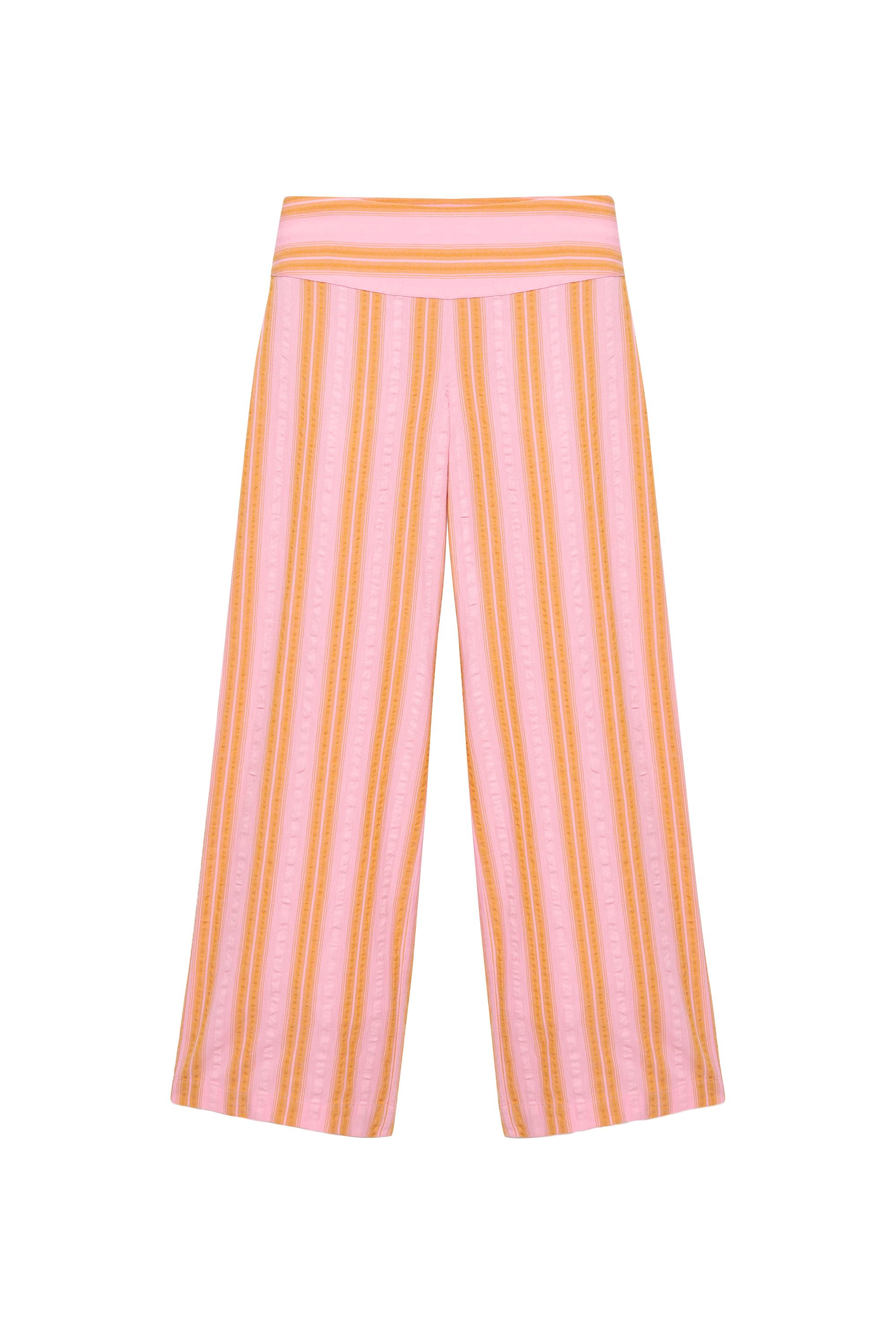 Pull&Bear Çizgili wide leg pantolon görsel 3